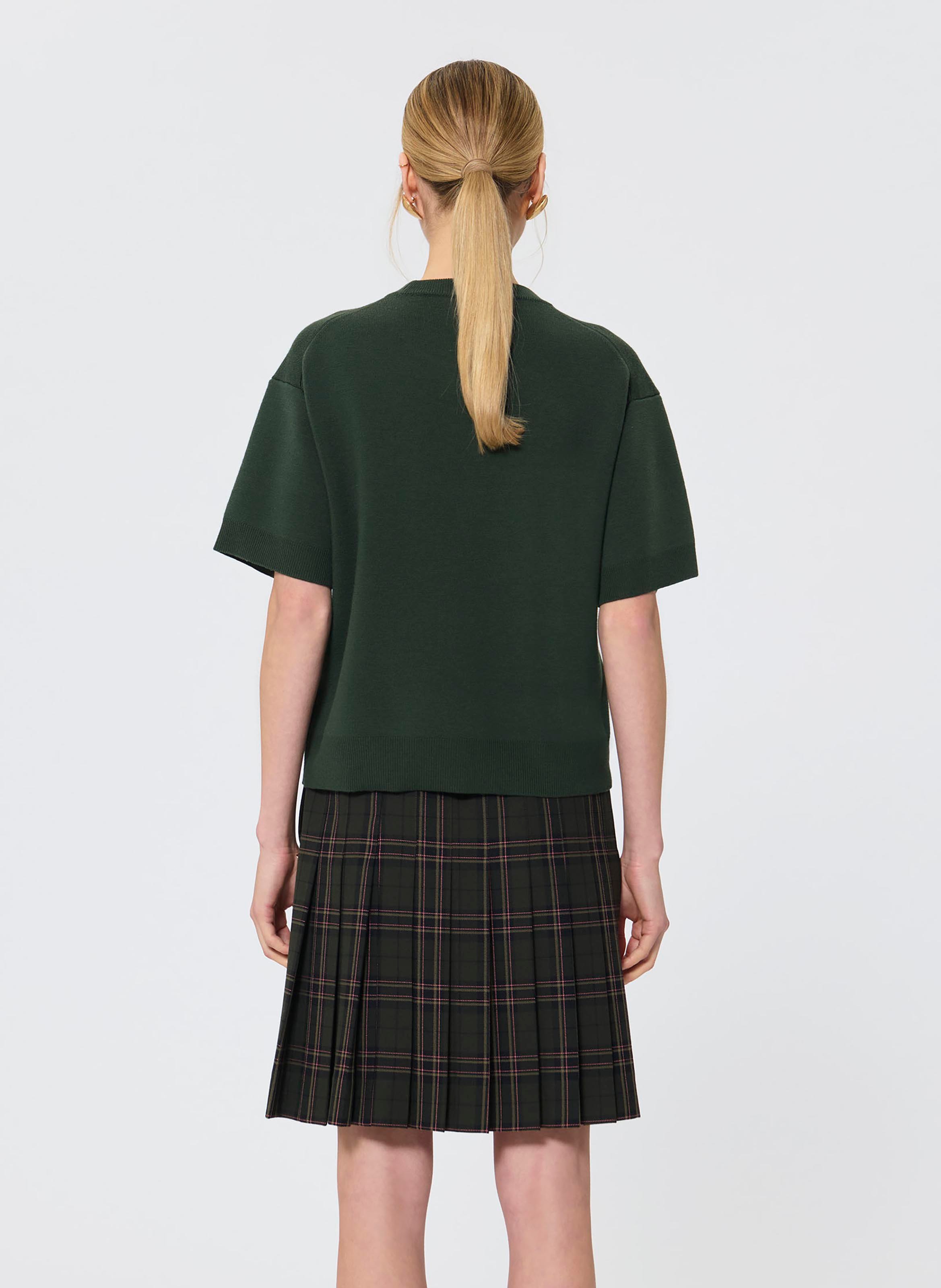 Wool crew neck t-shirt TARA JARMON Green