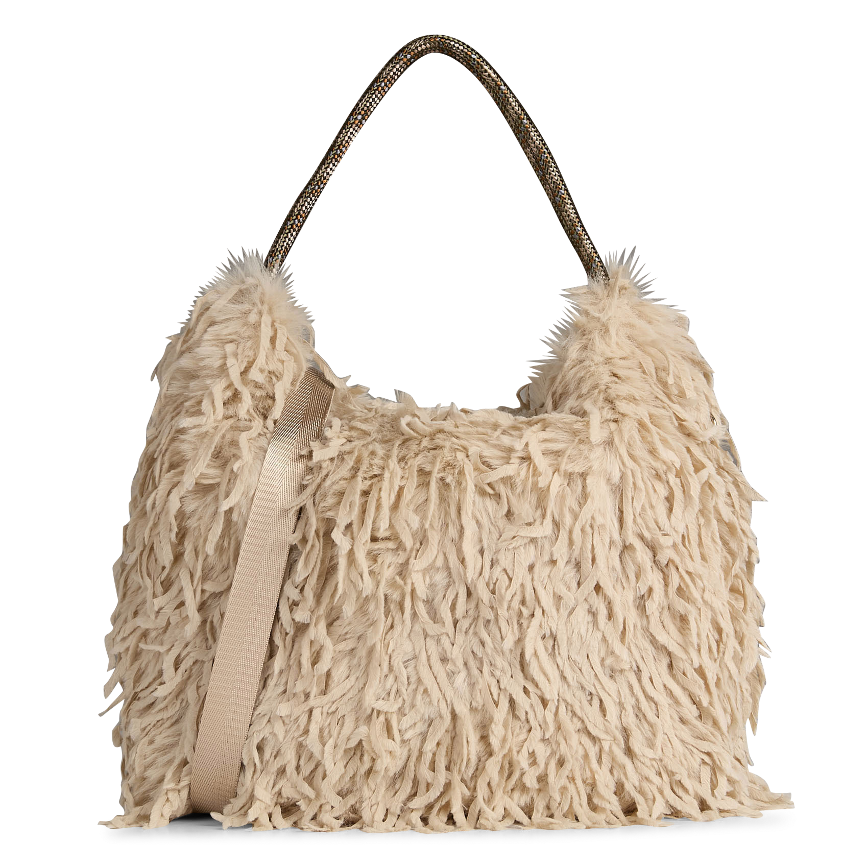 Reversible feather handbag BELLEROSE Beige