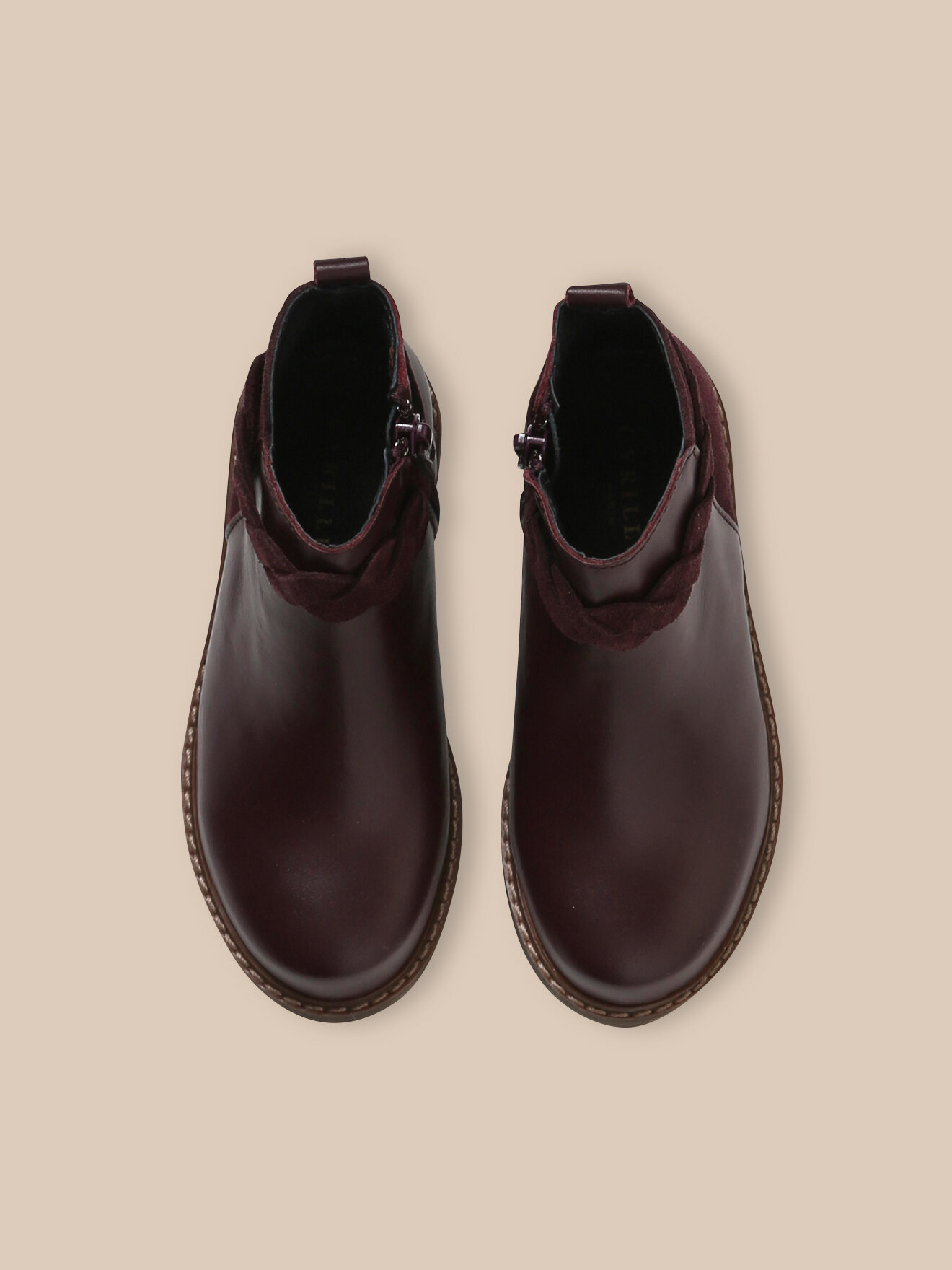 Braided leather boots CYRILLUS Red