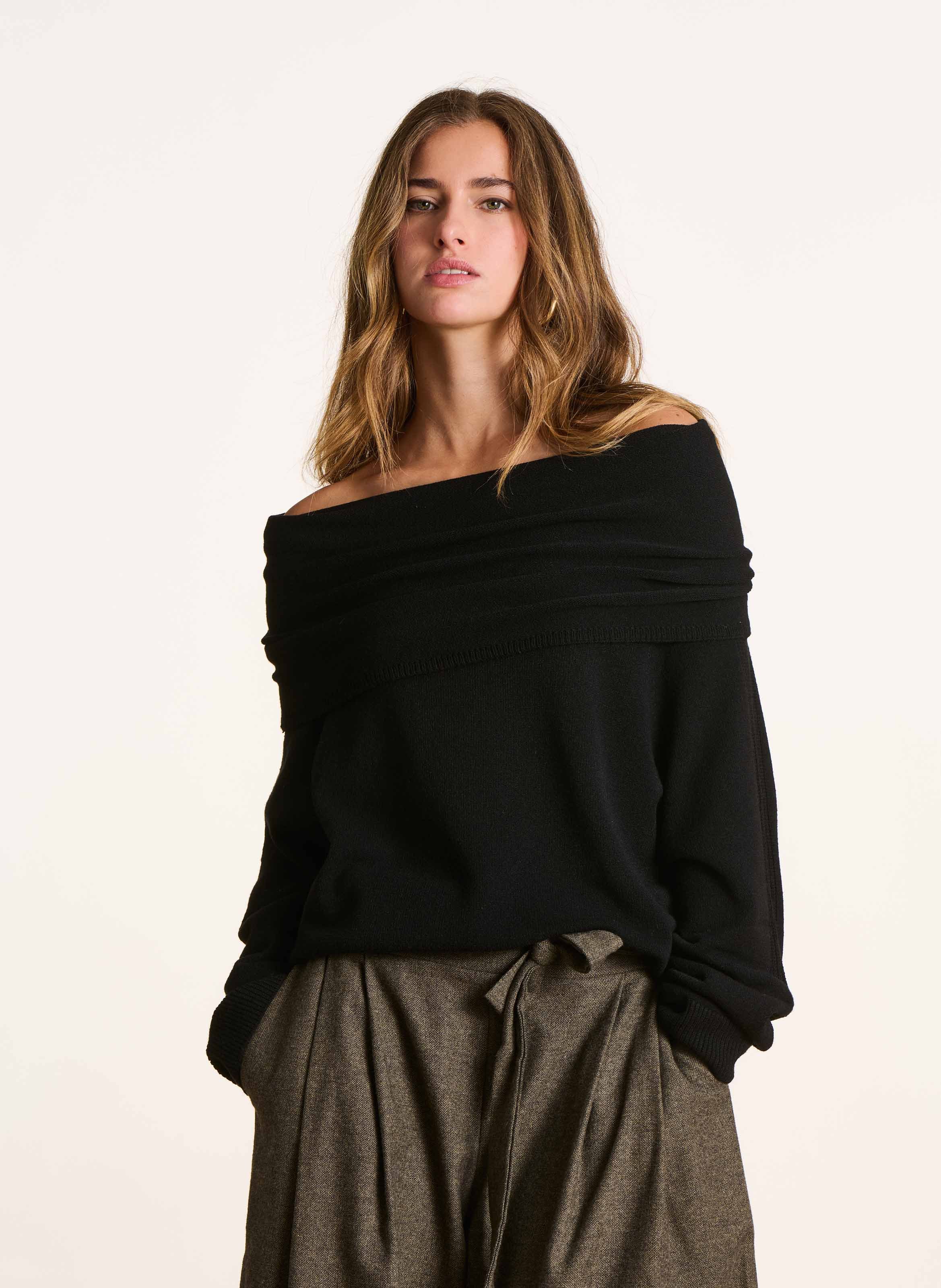 Cowl-neck sweater LA FEE MARABOUTEE Black