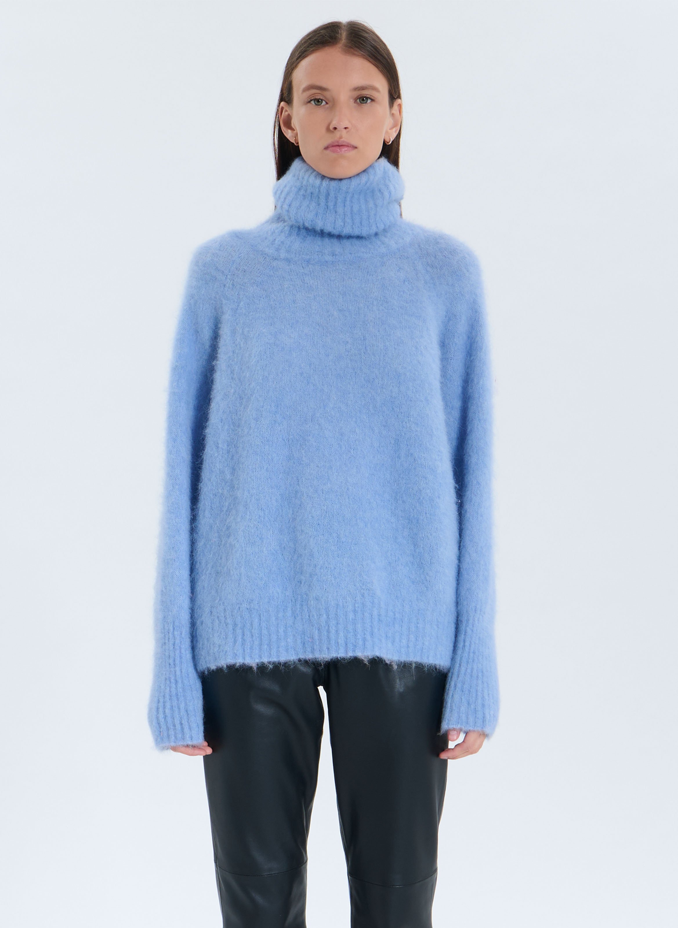 Ruimvallende coltrui | wolblend ZAPA Blauw