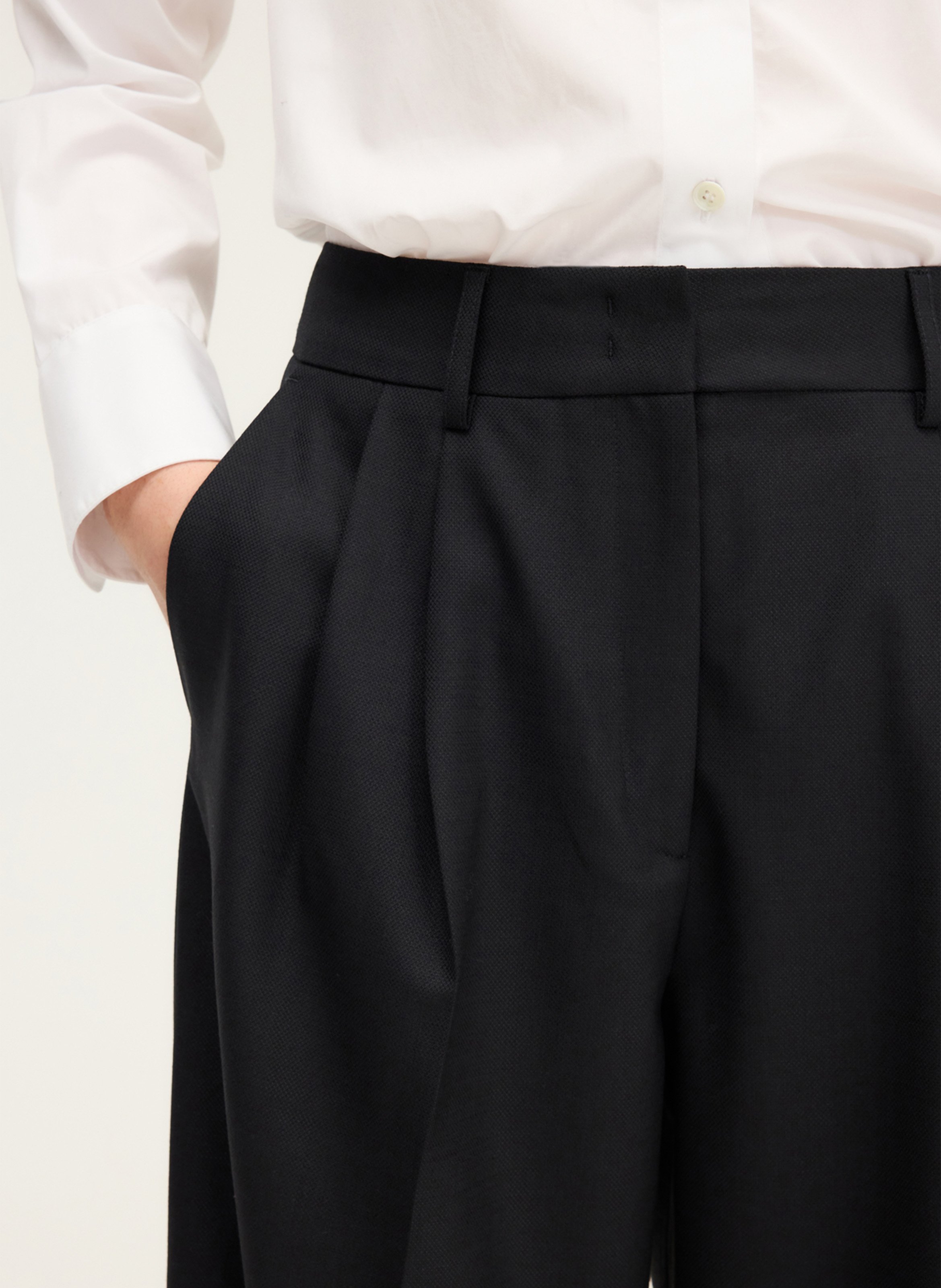 Pantalon large en laine mélangée PABLO Noir