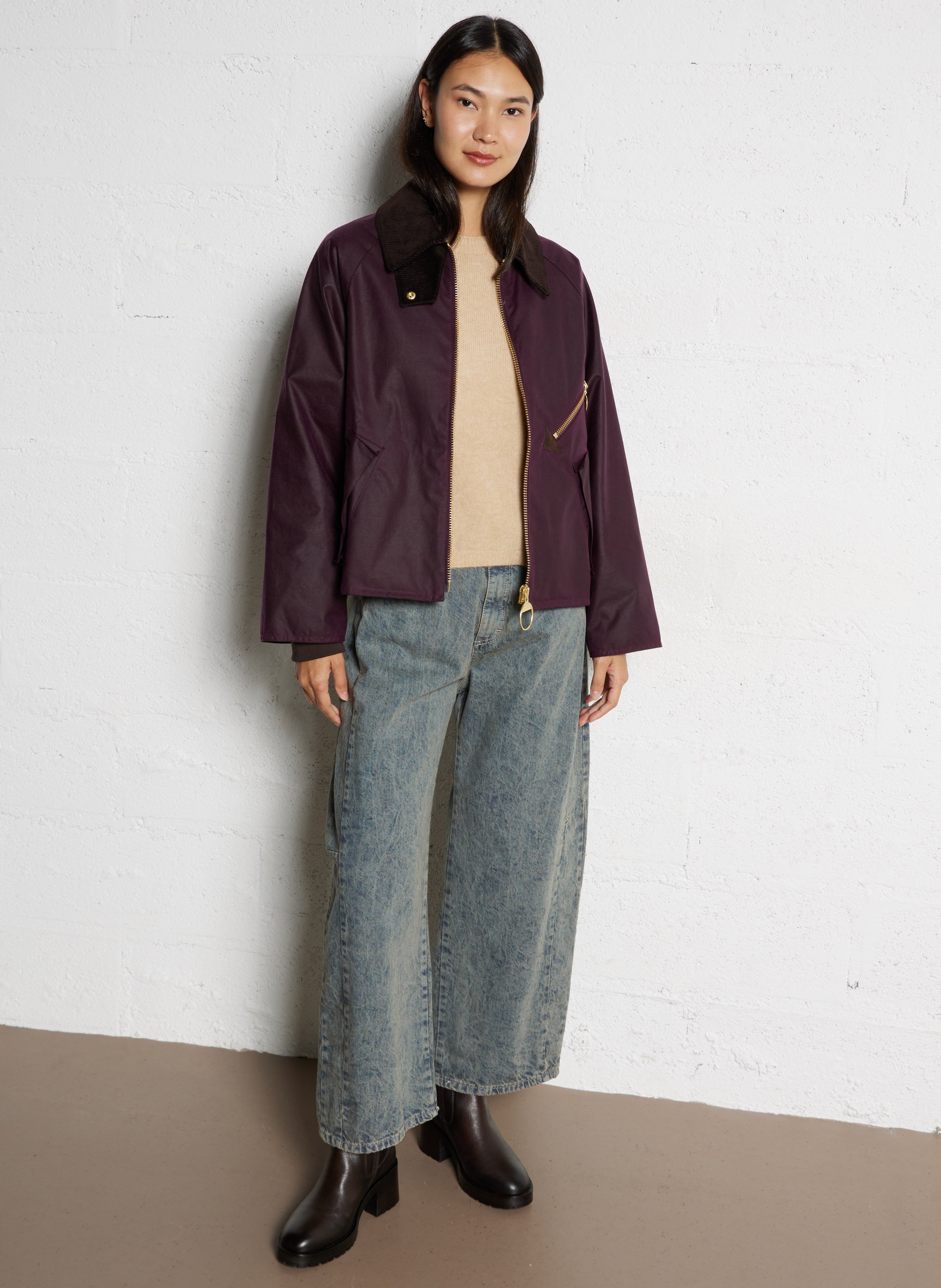 Veste droite en coton BARBOUR Violet