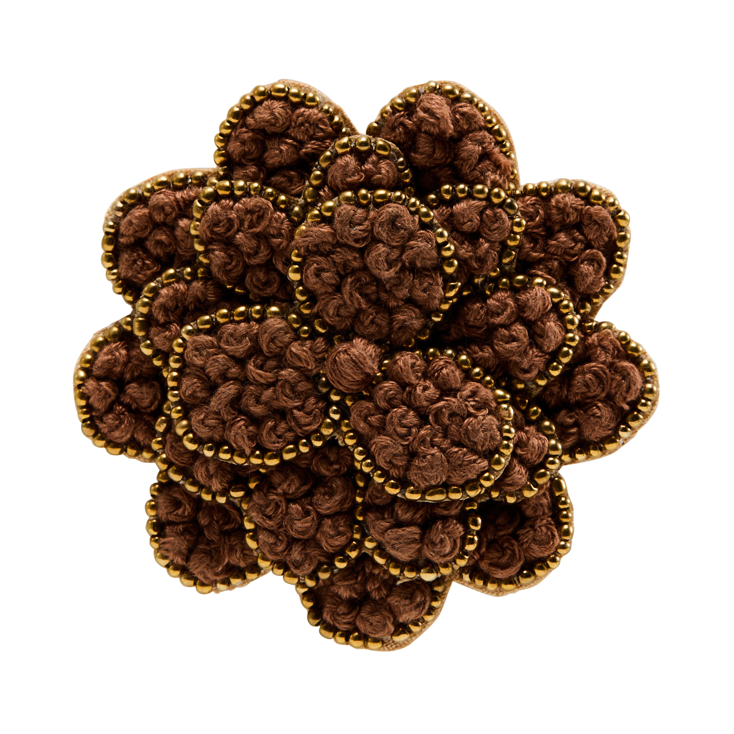 Broche fleur à détail perles FEEKA Marron