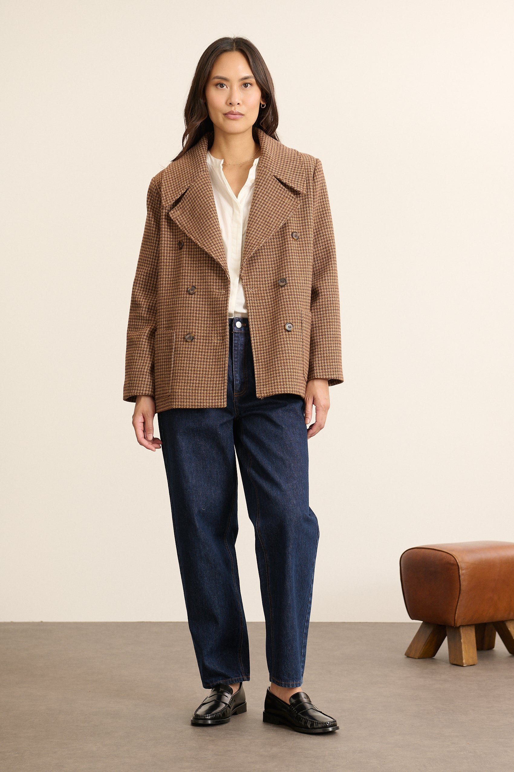 Checked peacoat GARANCE PARIS Brown