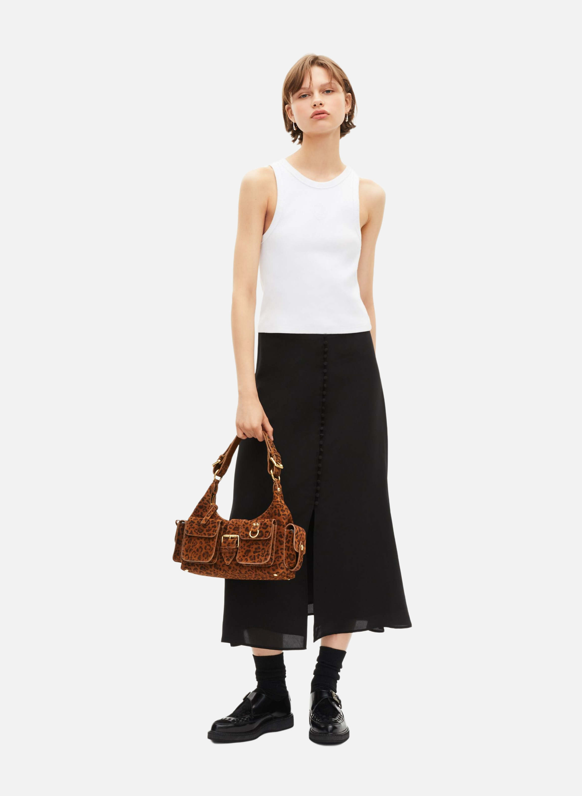 Amelia suede leather bag THE KOOPLES Brown