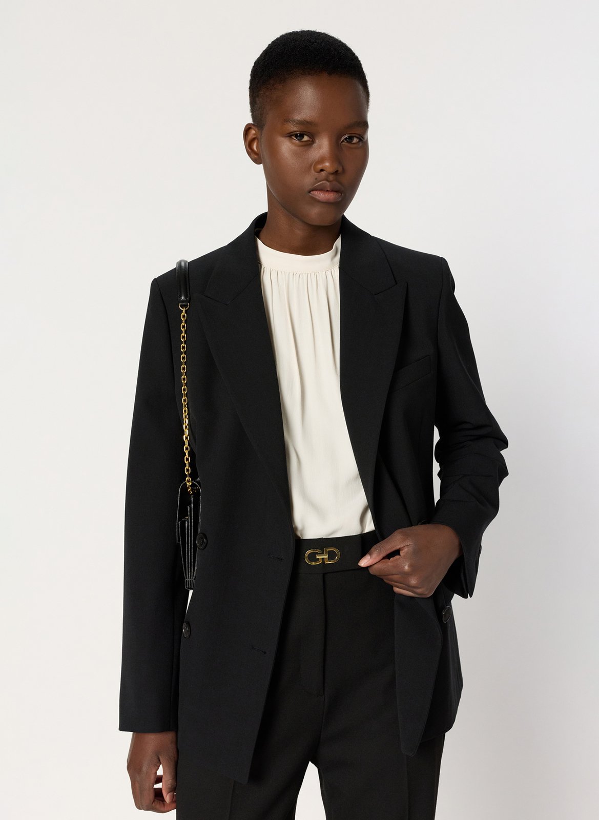 Cotton-blend cardigan with tailored collar GERARD DAREL Black