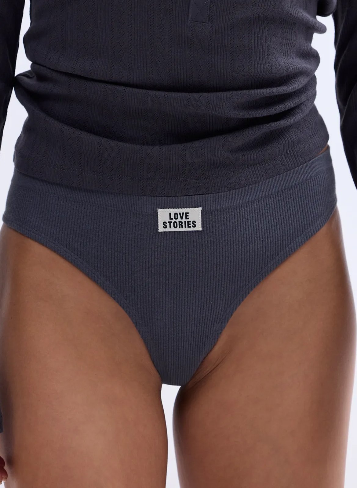 String en coton mélangé LOVE STORIES Gris