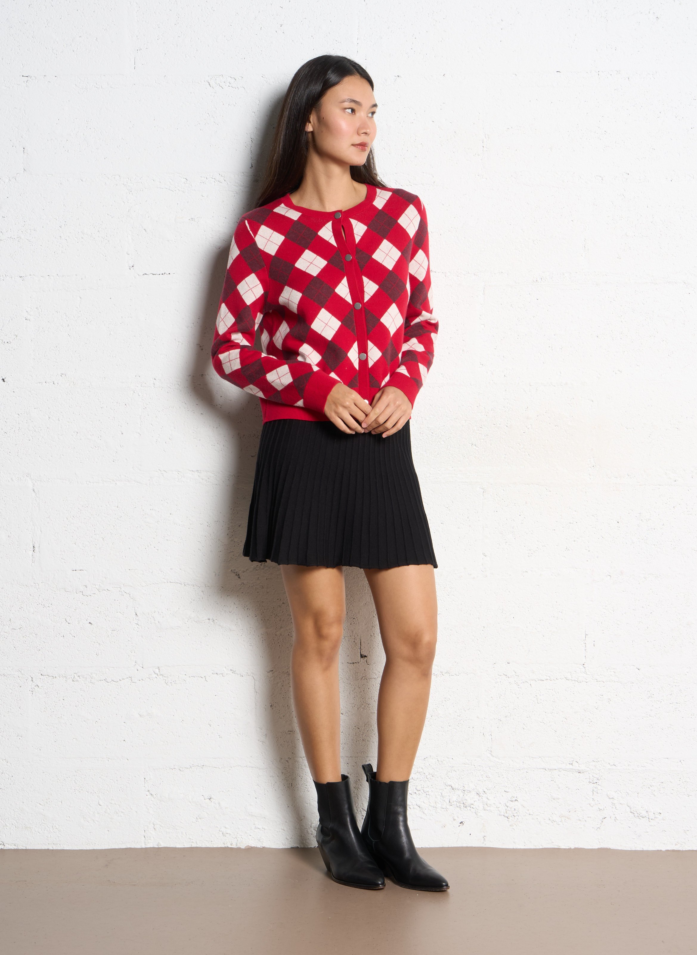 Jupe courte plissée en maille IKKS Noir