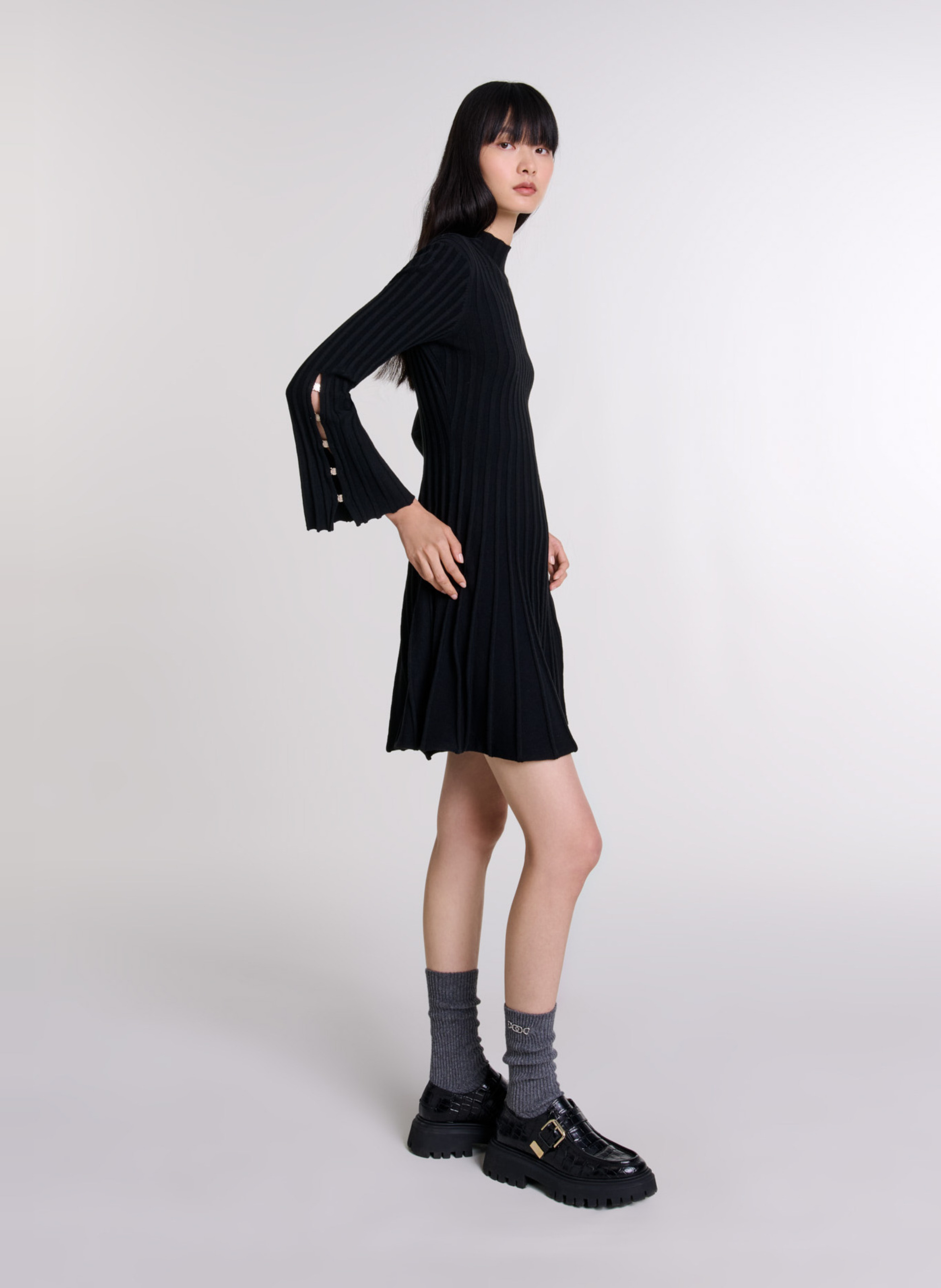 Robe courte col rond  MAJE Noir