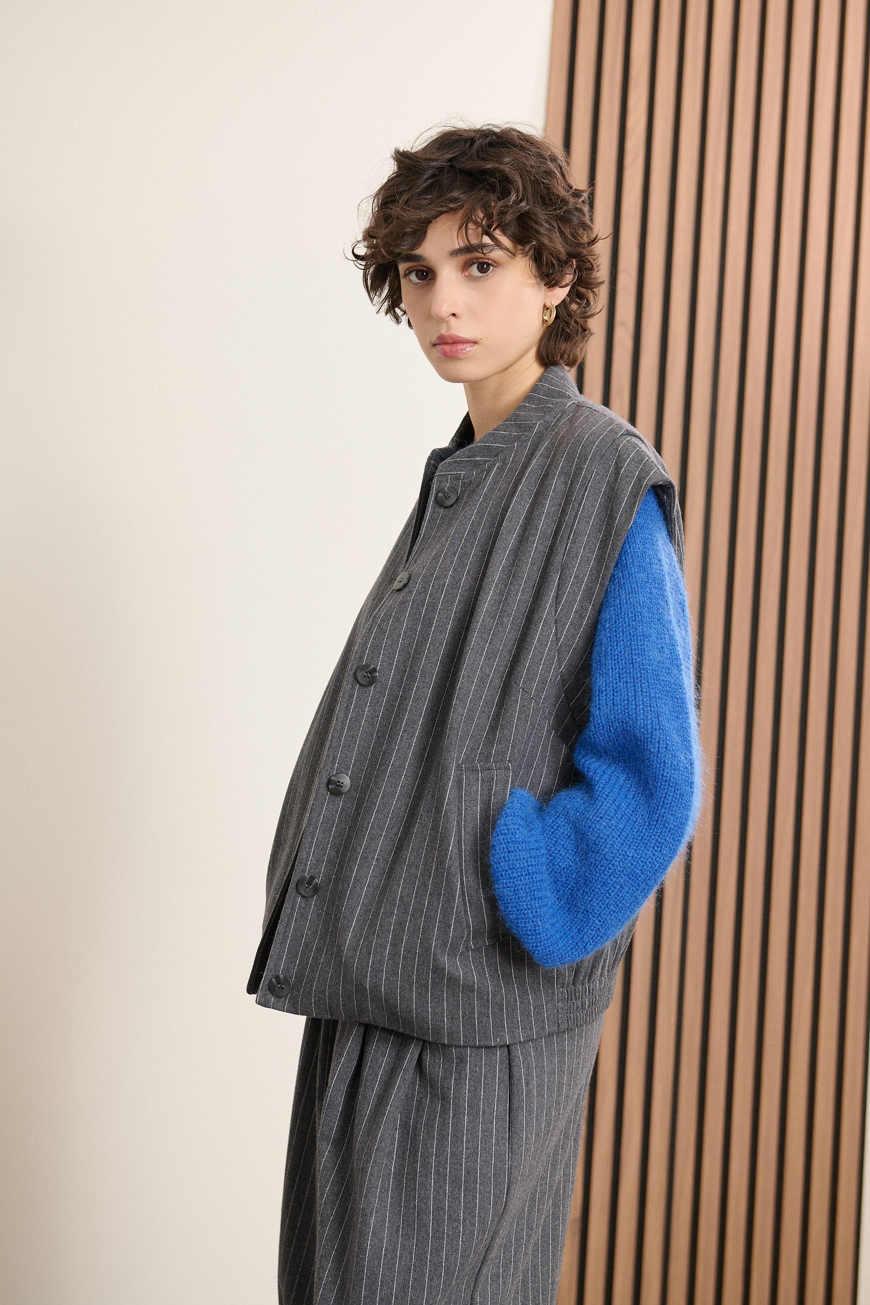 Striped sleeveless jacket GARANCE PARIS Grey