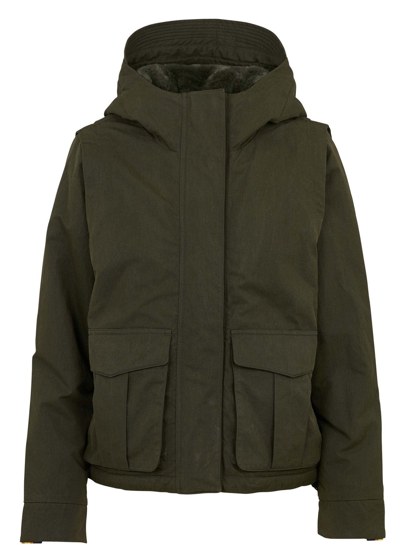 Gerade geschnittener Parka in einfarbig mit Stehkragen und Kapuze K-WAY Grun