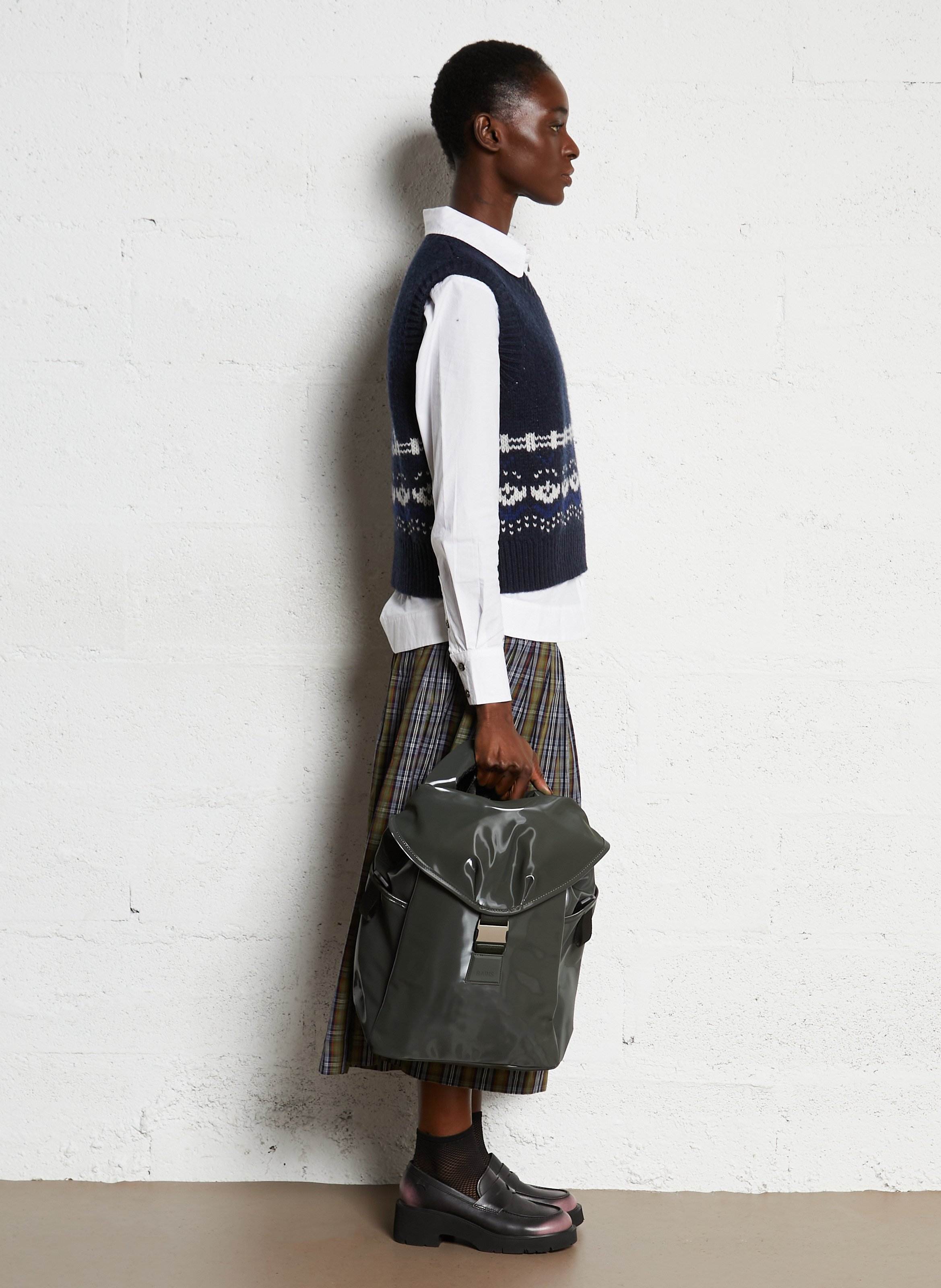 Coated backpack RAINS Green