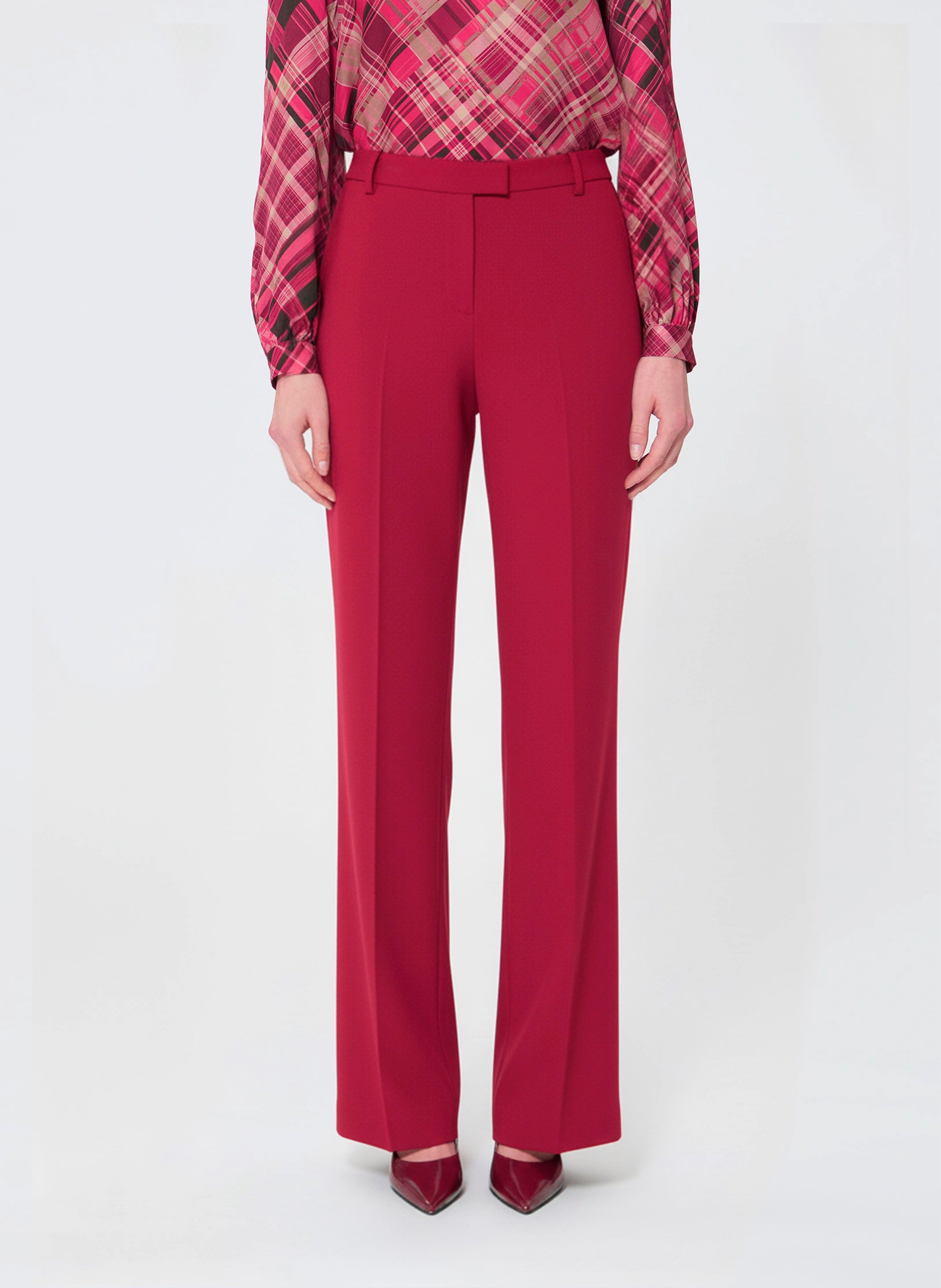 Pantalon droit en laine TARA JARMON Rouge