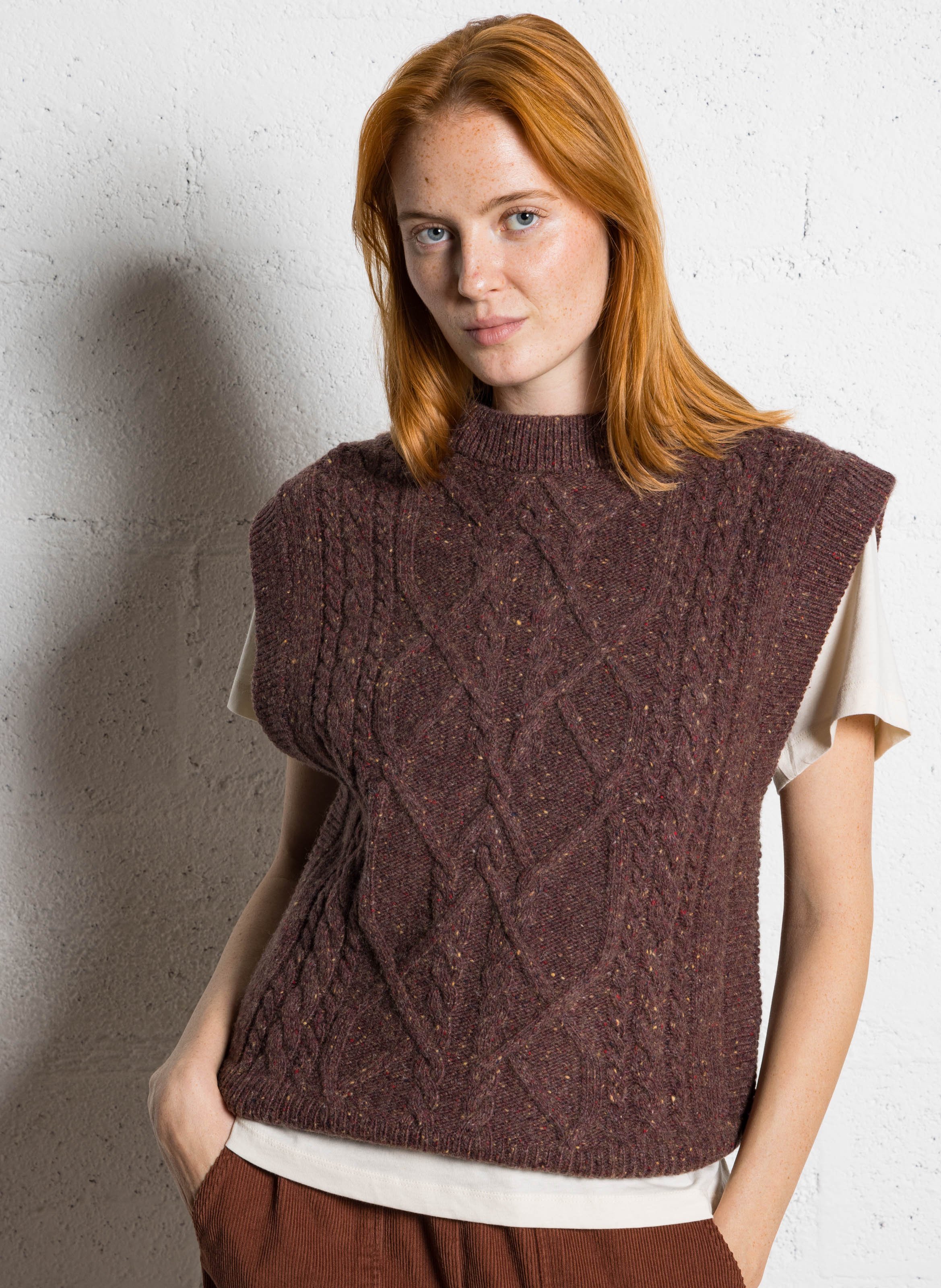 Top col rond en laine mélangée MAISON 123 Violet