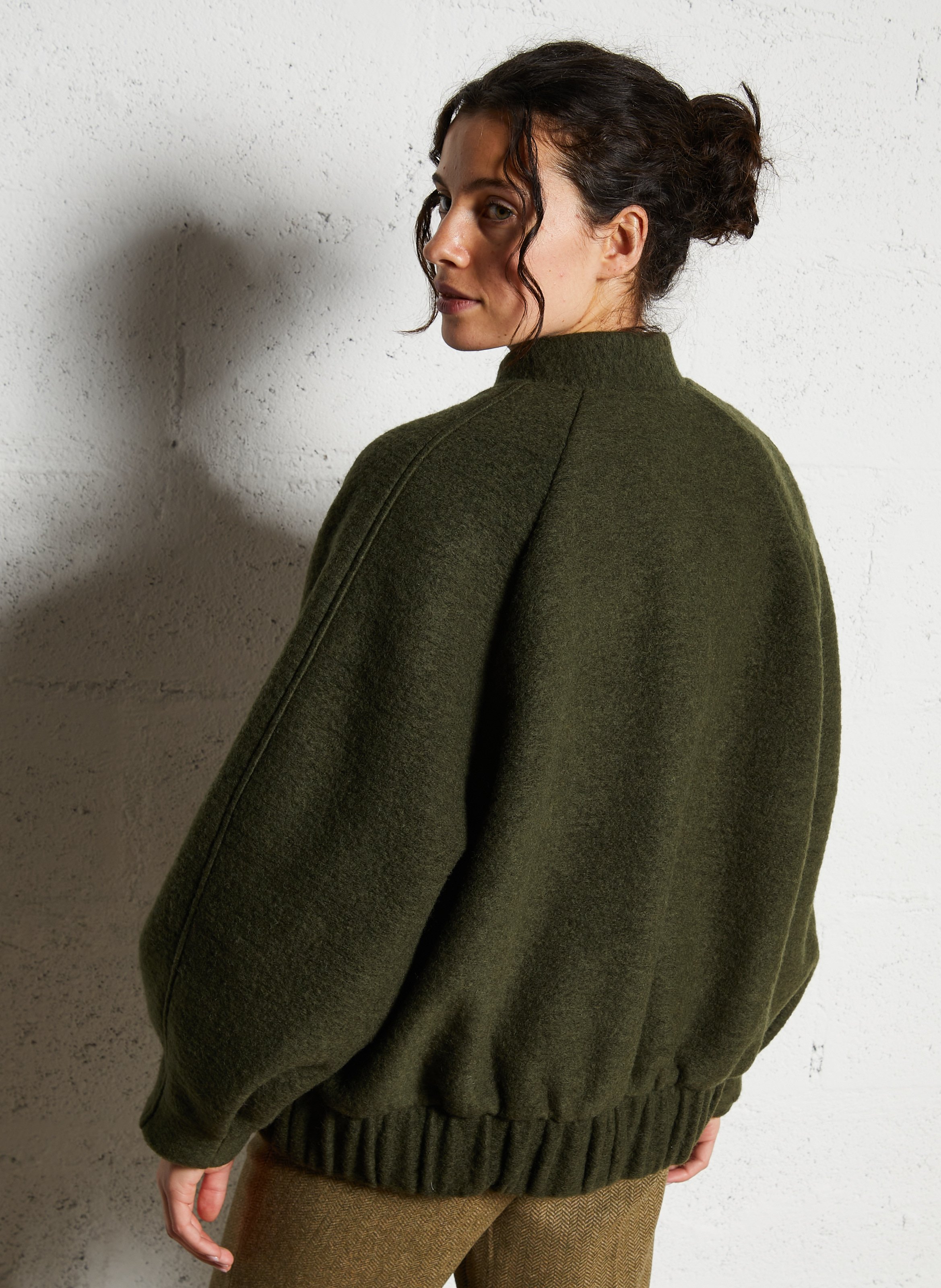 Teddy collar jacket in blended wool DES PETITS HAUTS Green