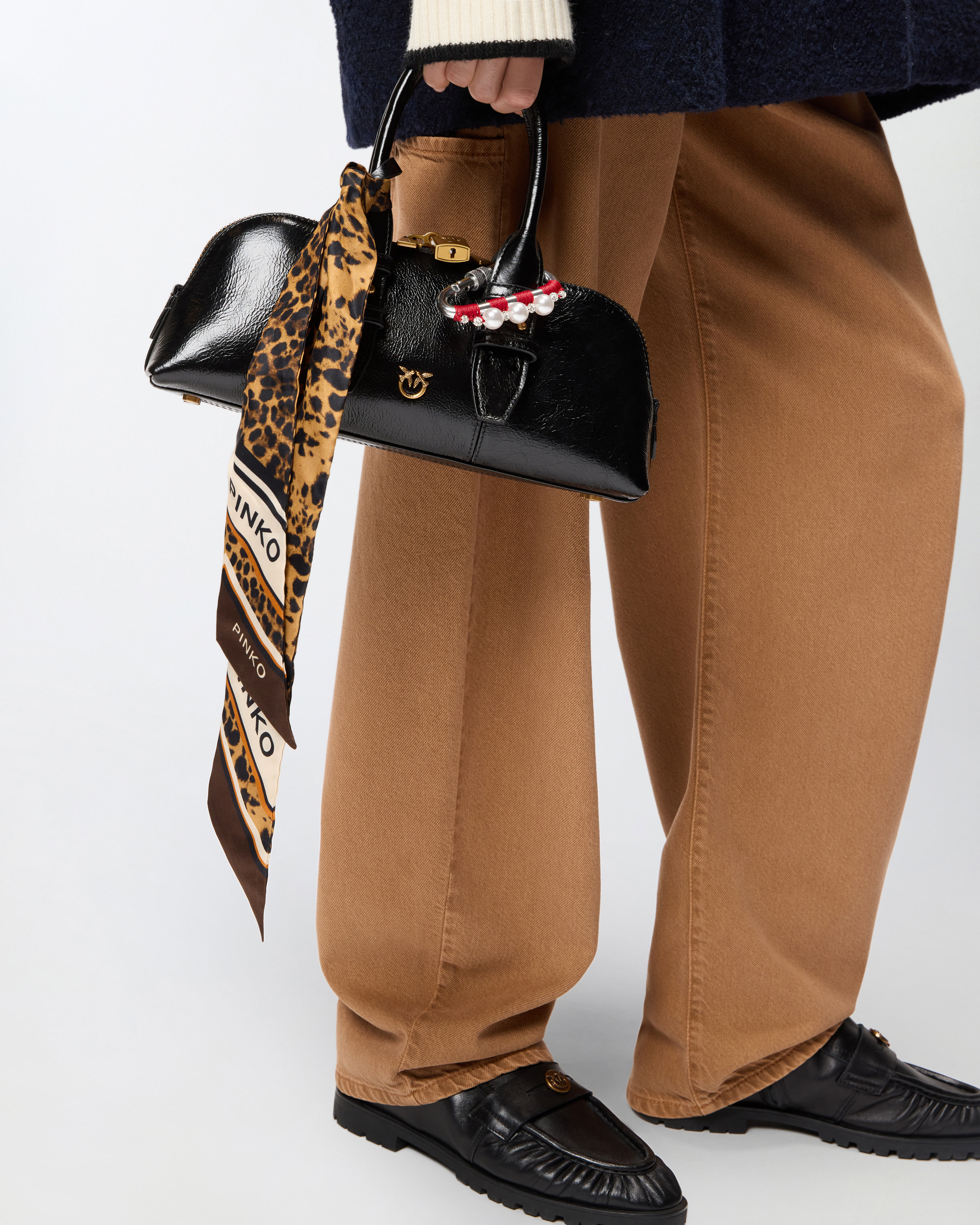 Small patent leather escape bag handbag PINKO Black