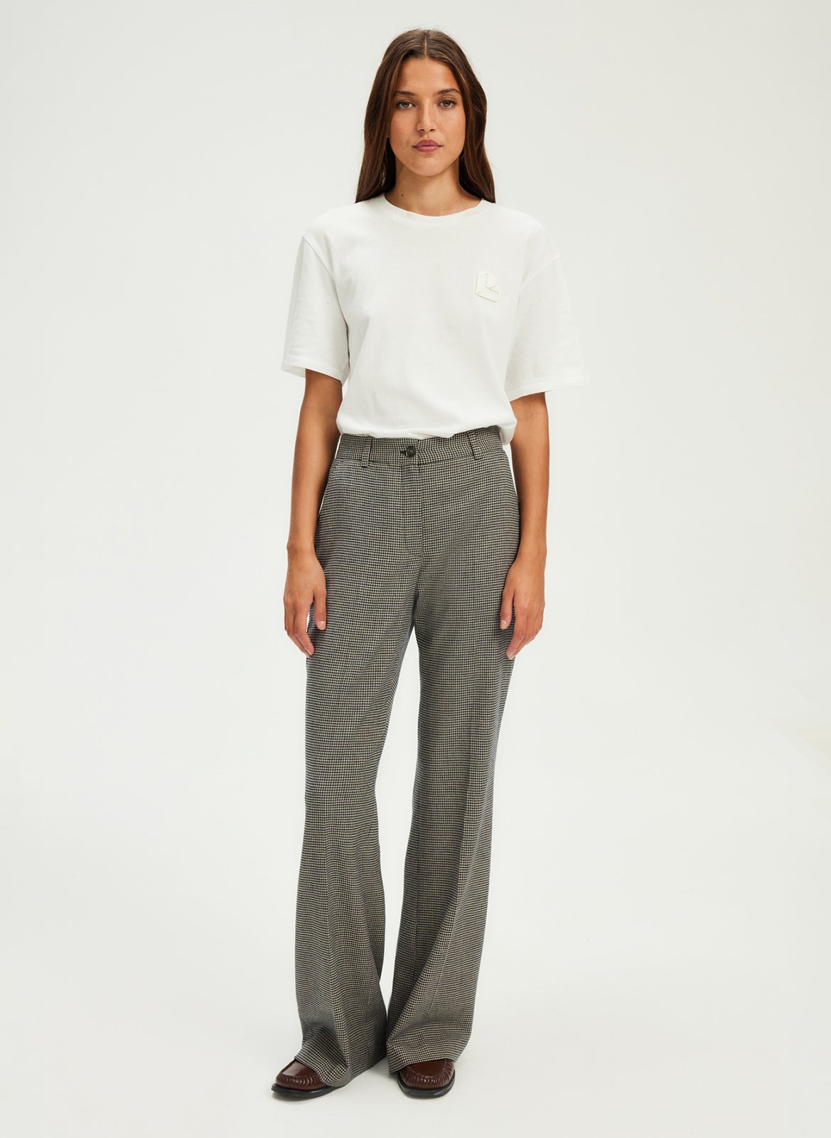 Houndstooth print straight pants PABLO Beige