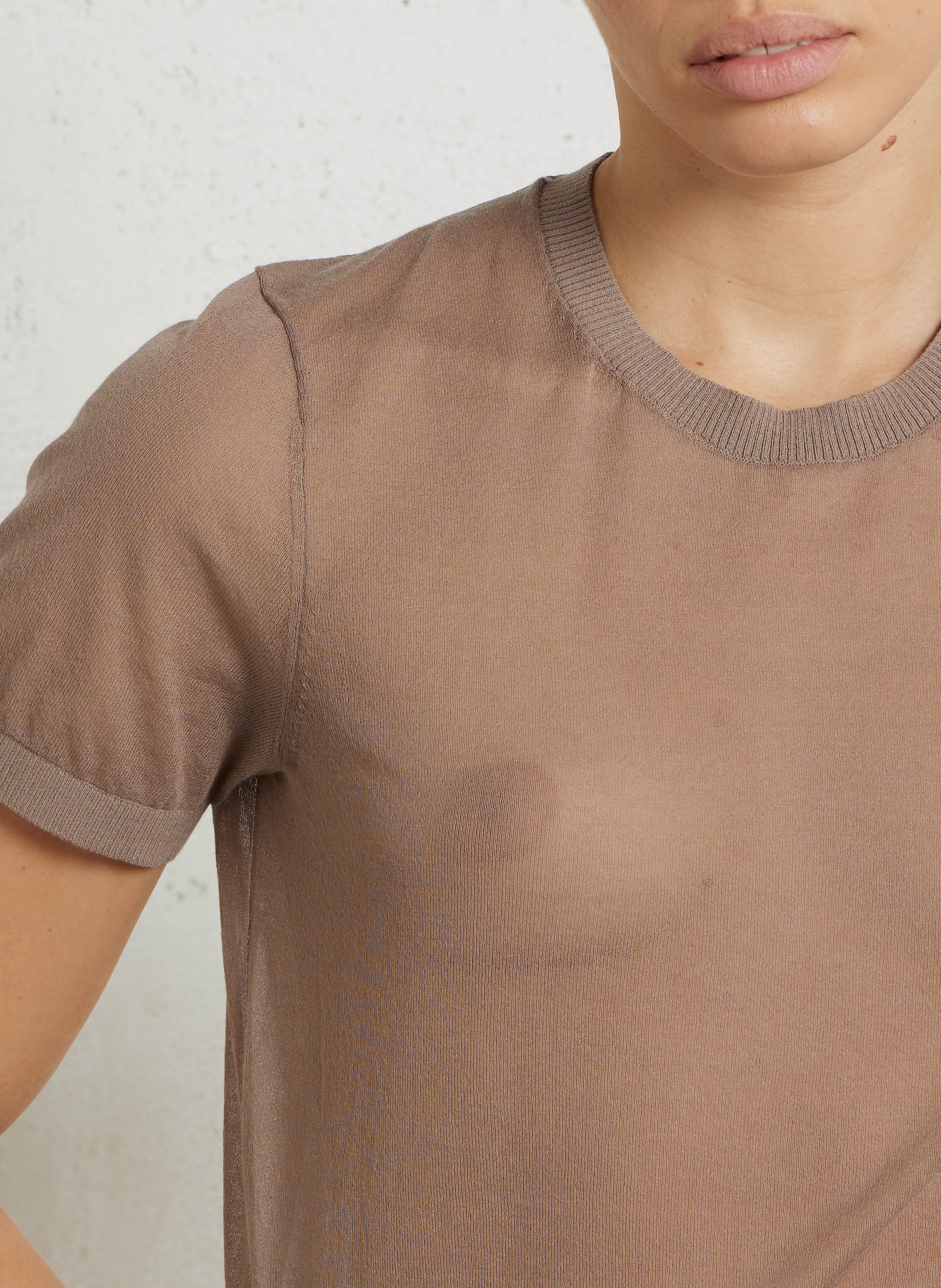 Ärmelloser Pullover mit Schnürung aus Baumwolle und Wolle SOEUR Braun