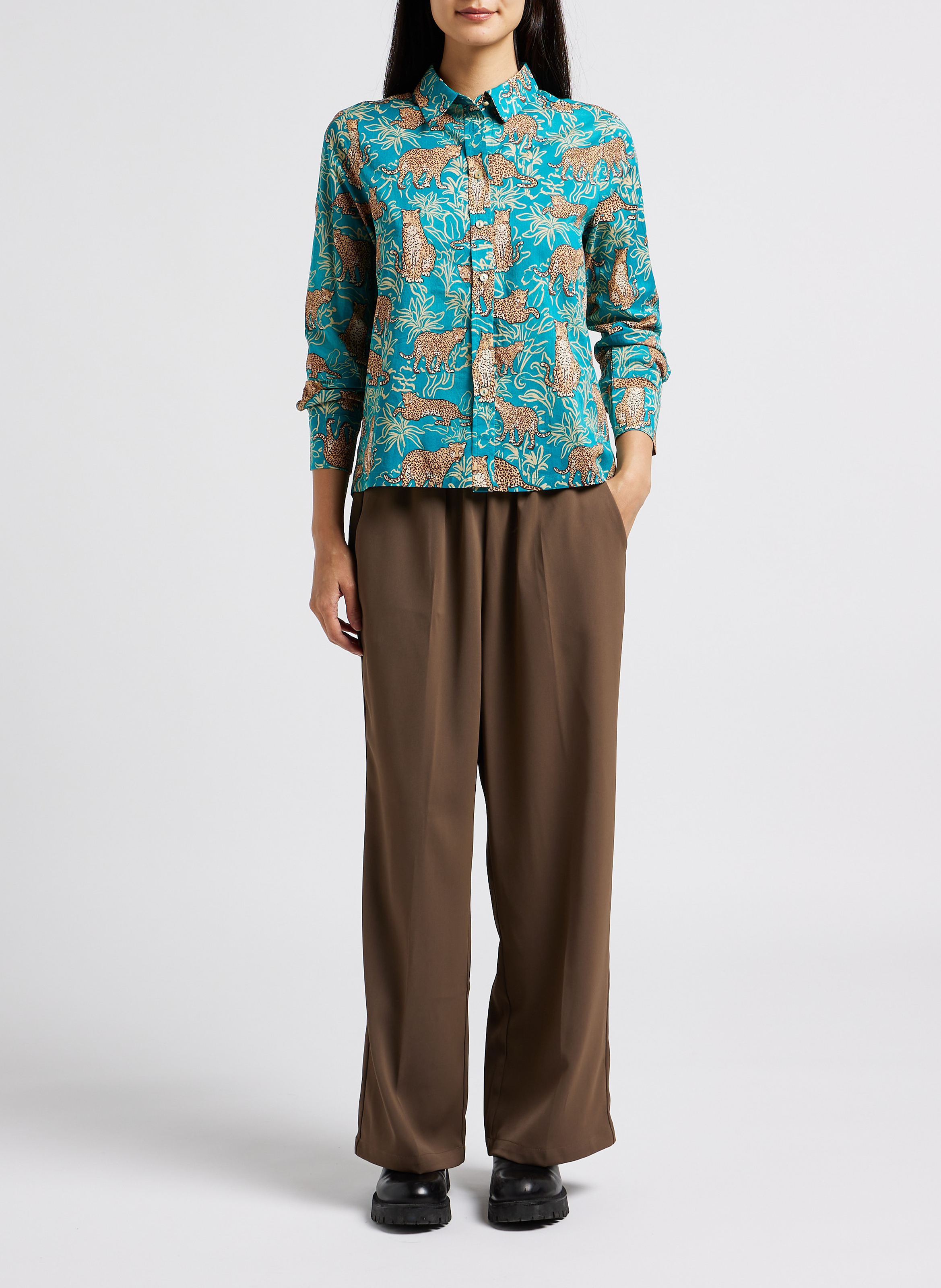 Pantalon droit taille mi-haute GRACE ET MILA Marron