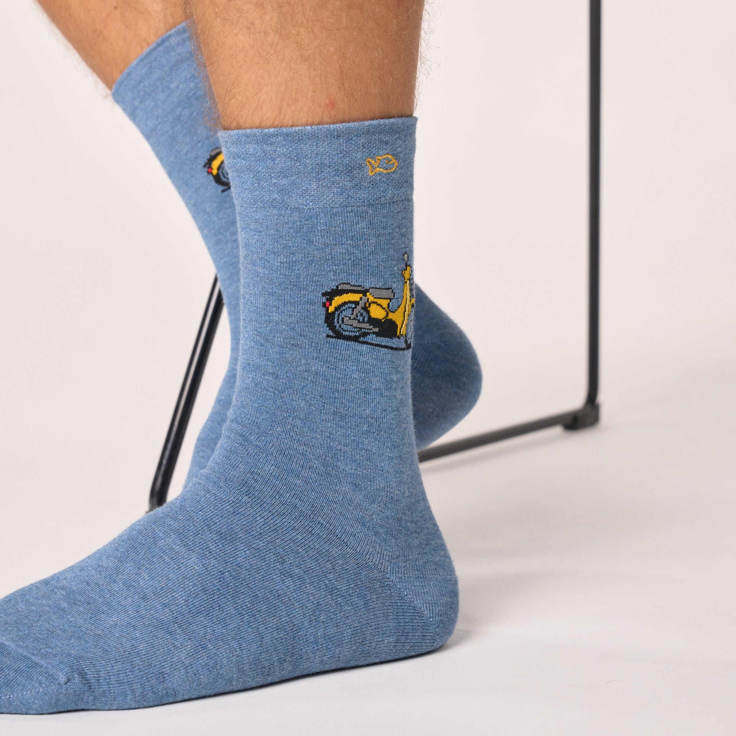 Combed Cotton Socks with Patterns BILLYBELT Blue