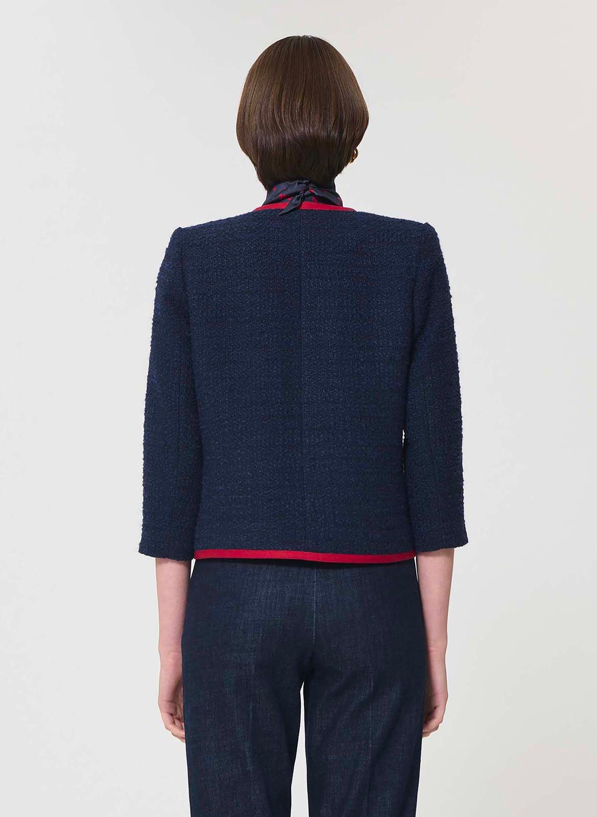 Round-neck straight jacket in tweed TARA JARMON Blue