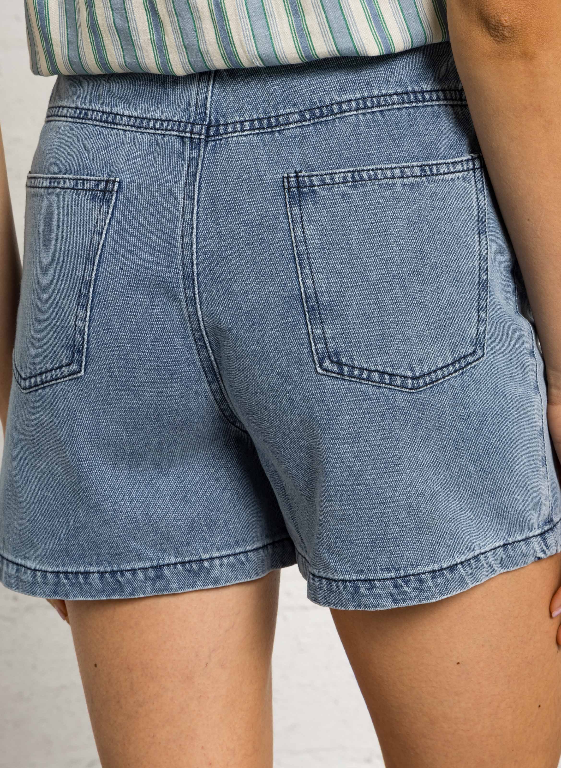 Gerade geschnittene Shorts aus Baumwoll-Mix SEE U SOON Blau