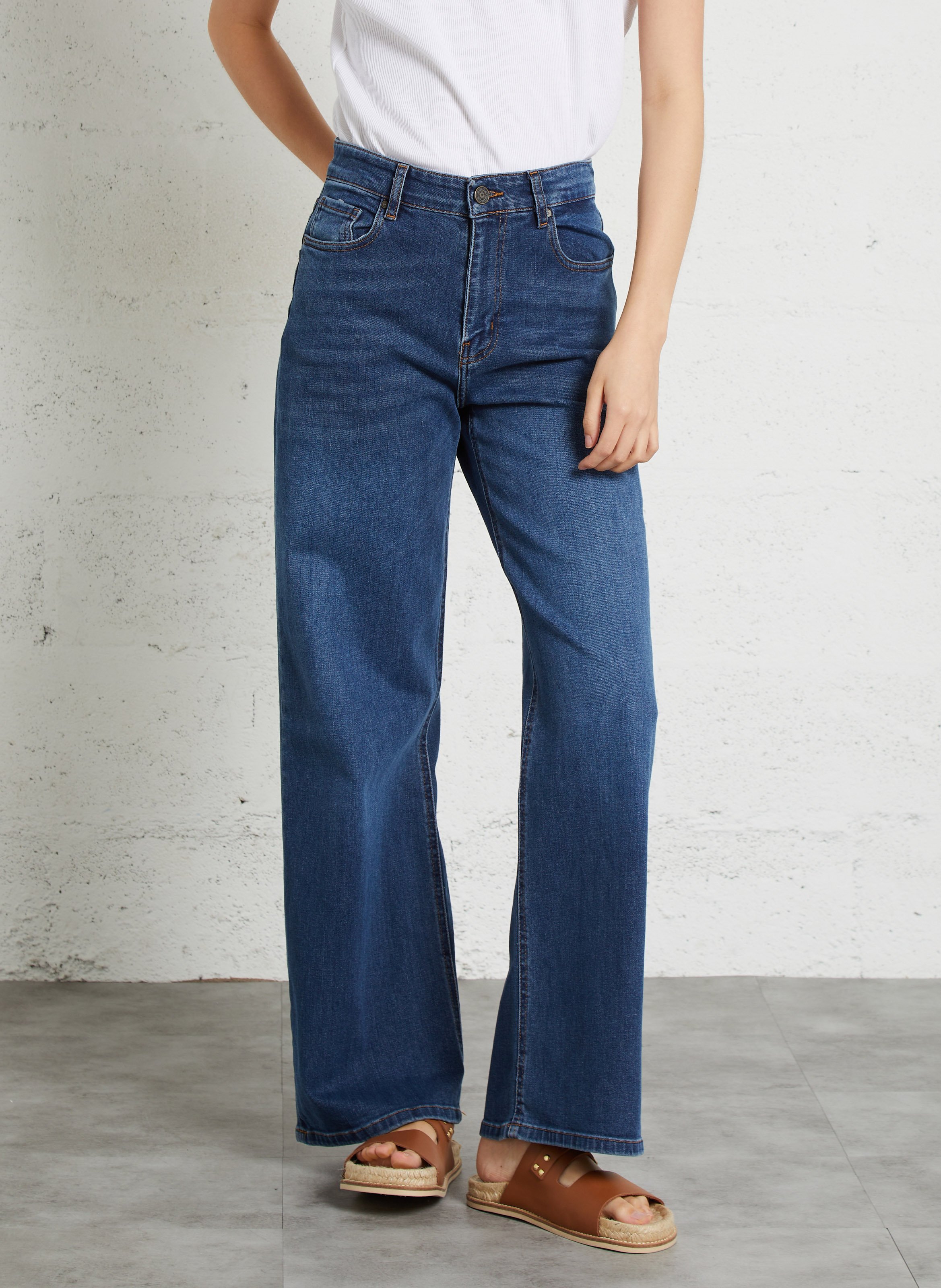 Cotton-blend wide-leg jeans SUD EXPRESS Black