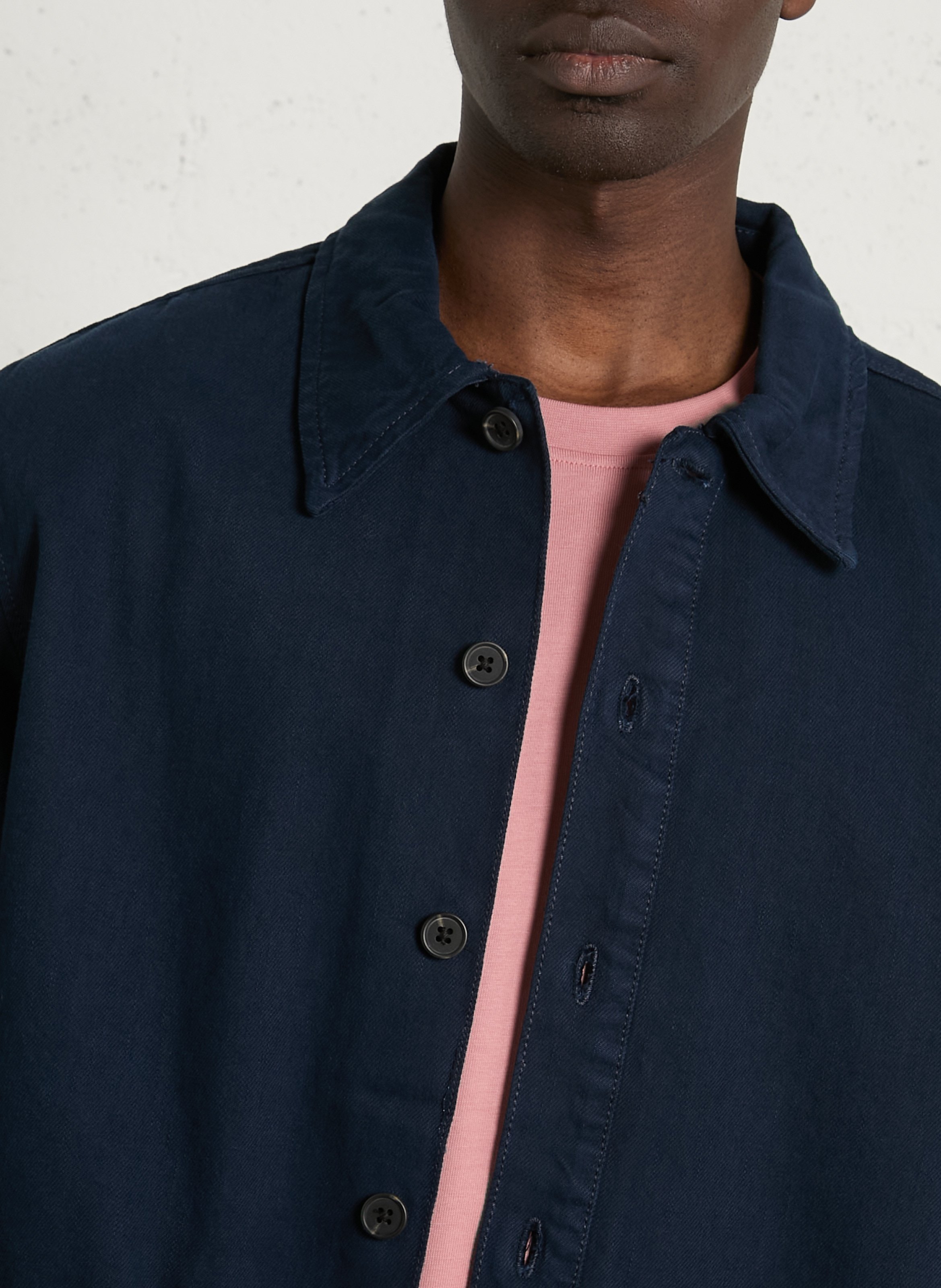 Jacket with classic cotton collar SOLID Blue