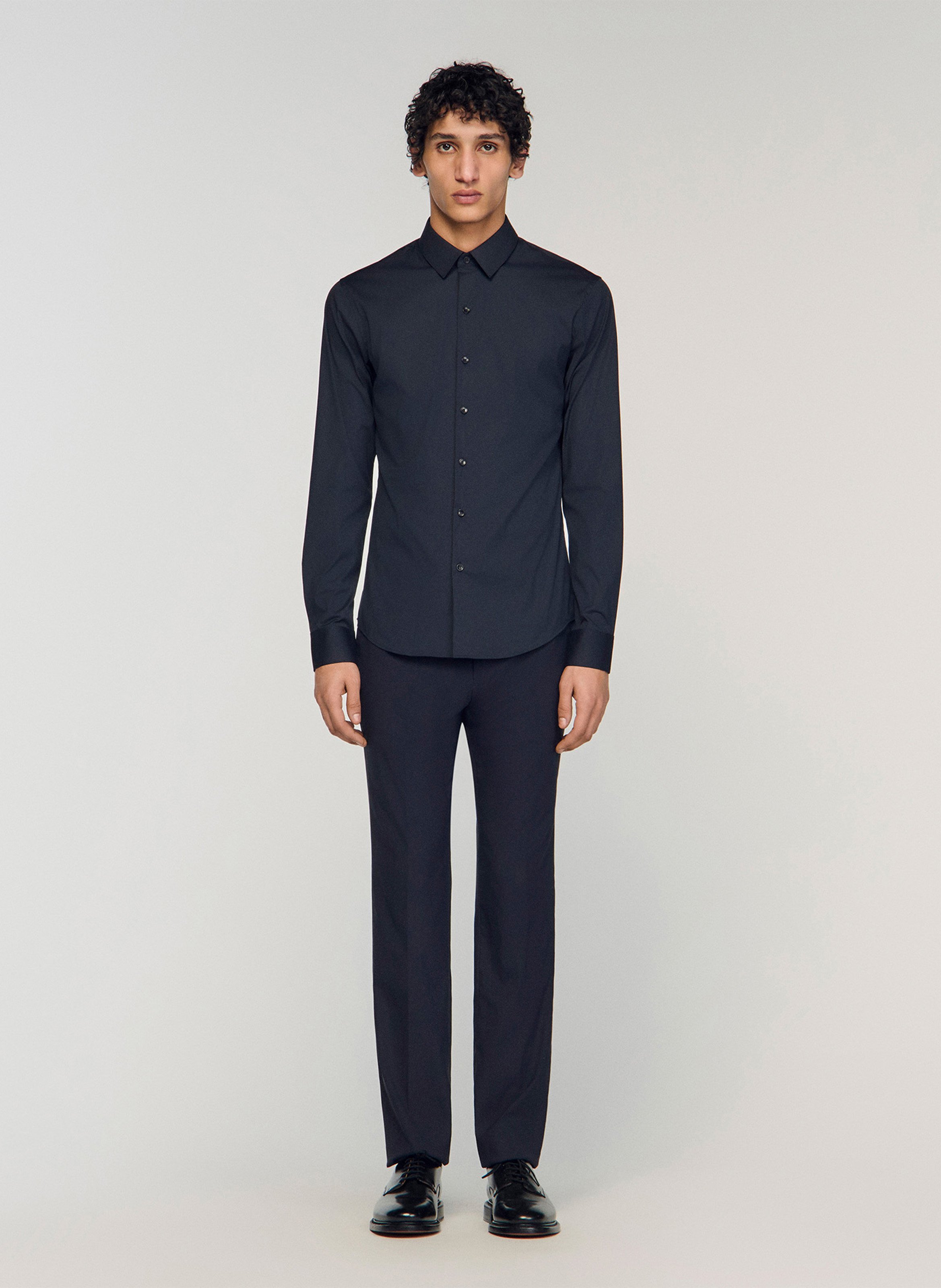 Chemise slim-fit en coton stretch SANDRO Blauw