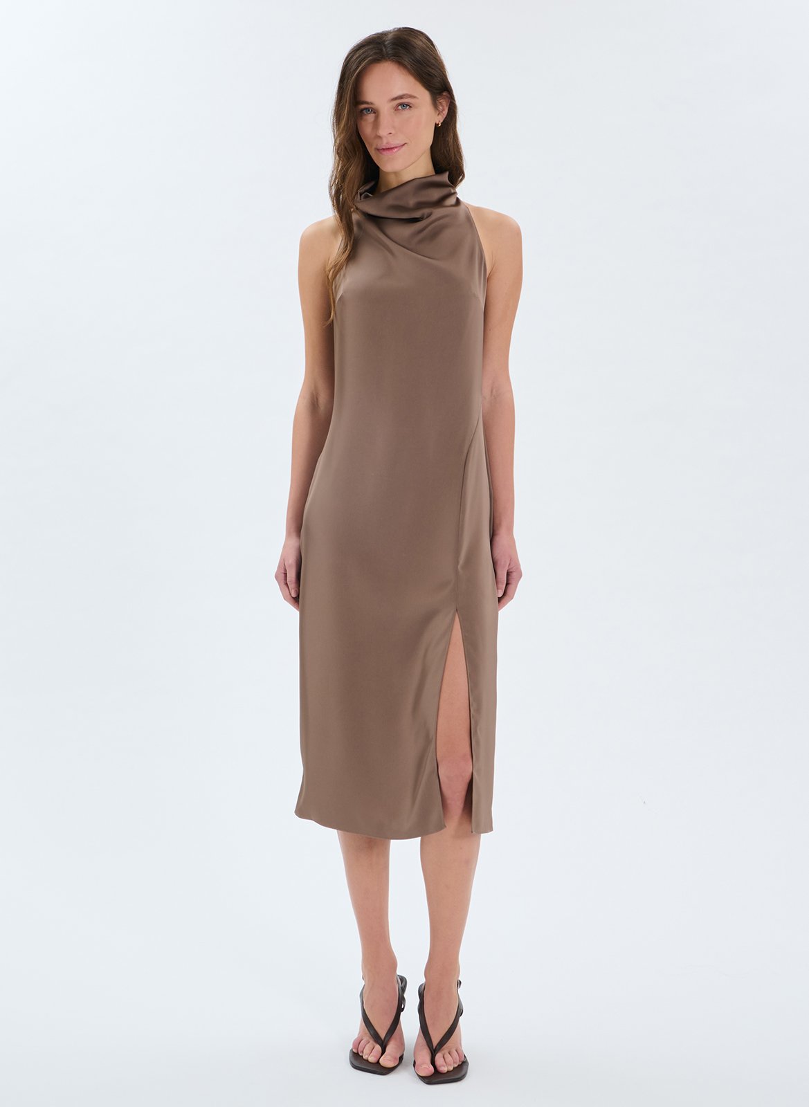 Robe midi col montant ZAPA Gris