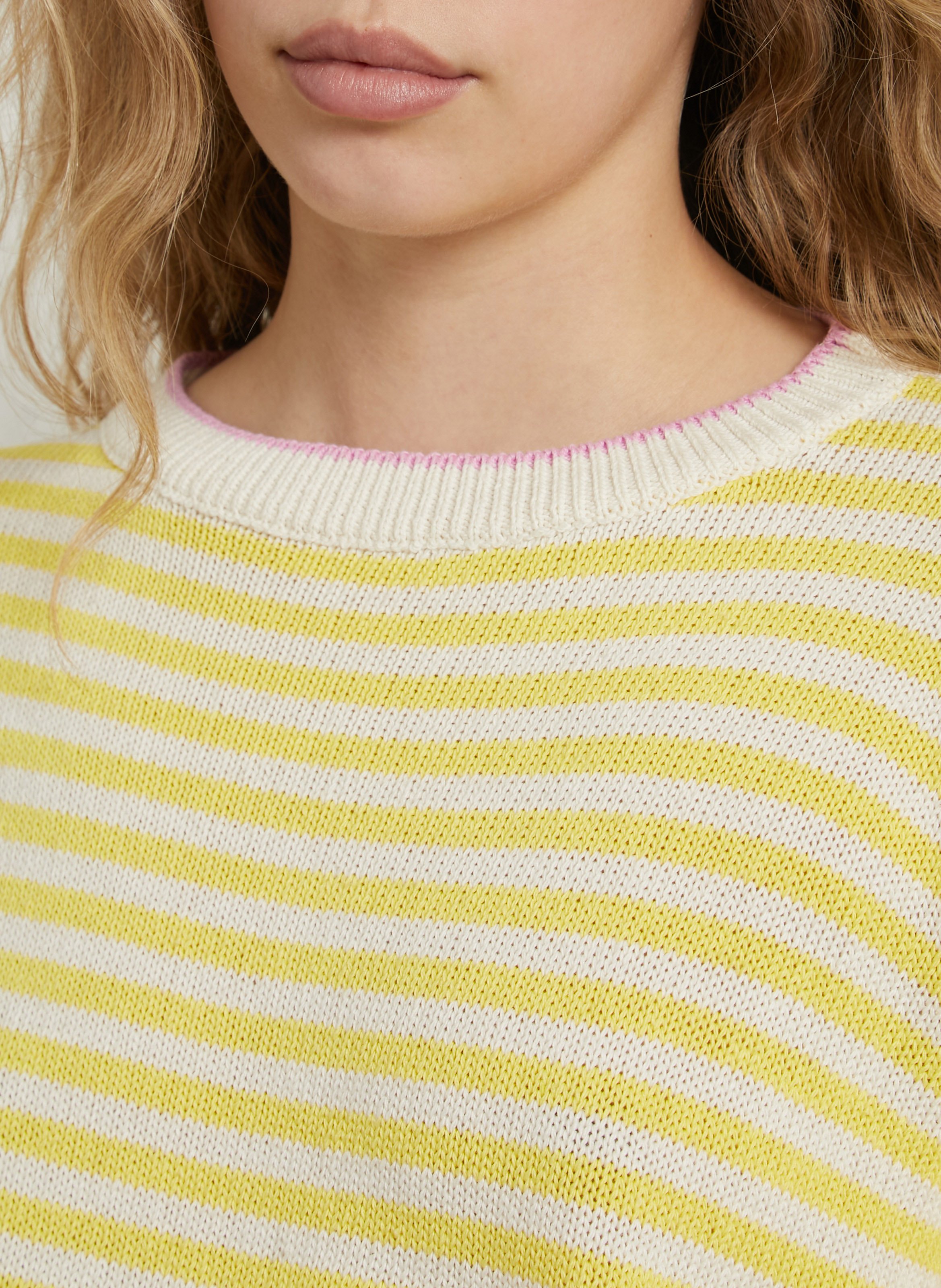 Straight cotton-blend sweater with round neck DR BLOOM Yellow
