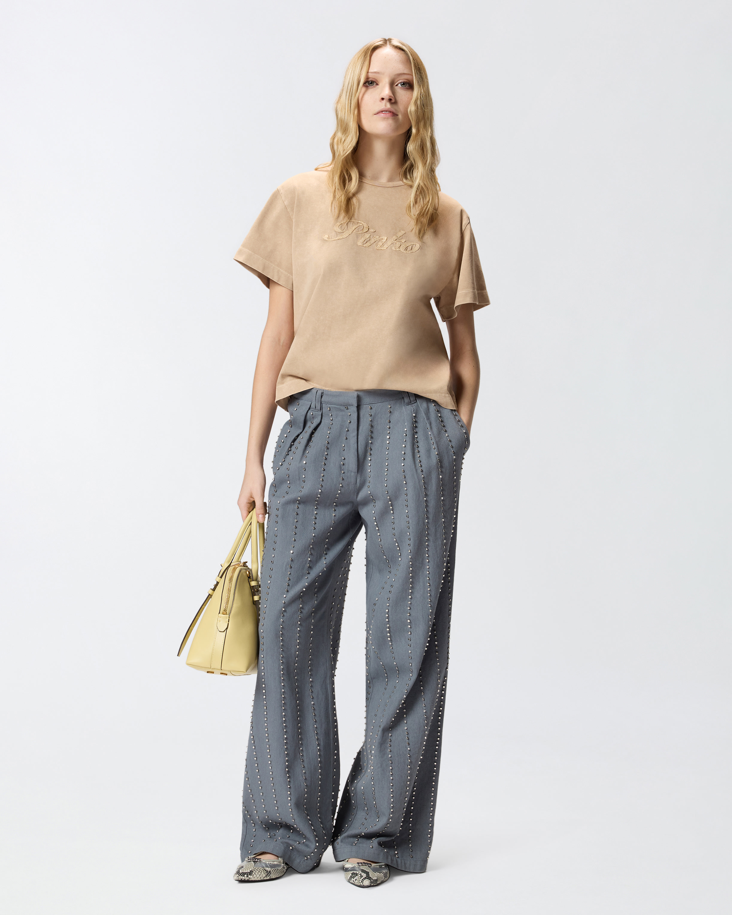 Pinko distressed embroidery t-shirt PINKO Beige