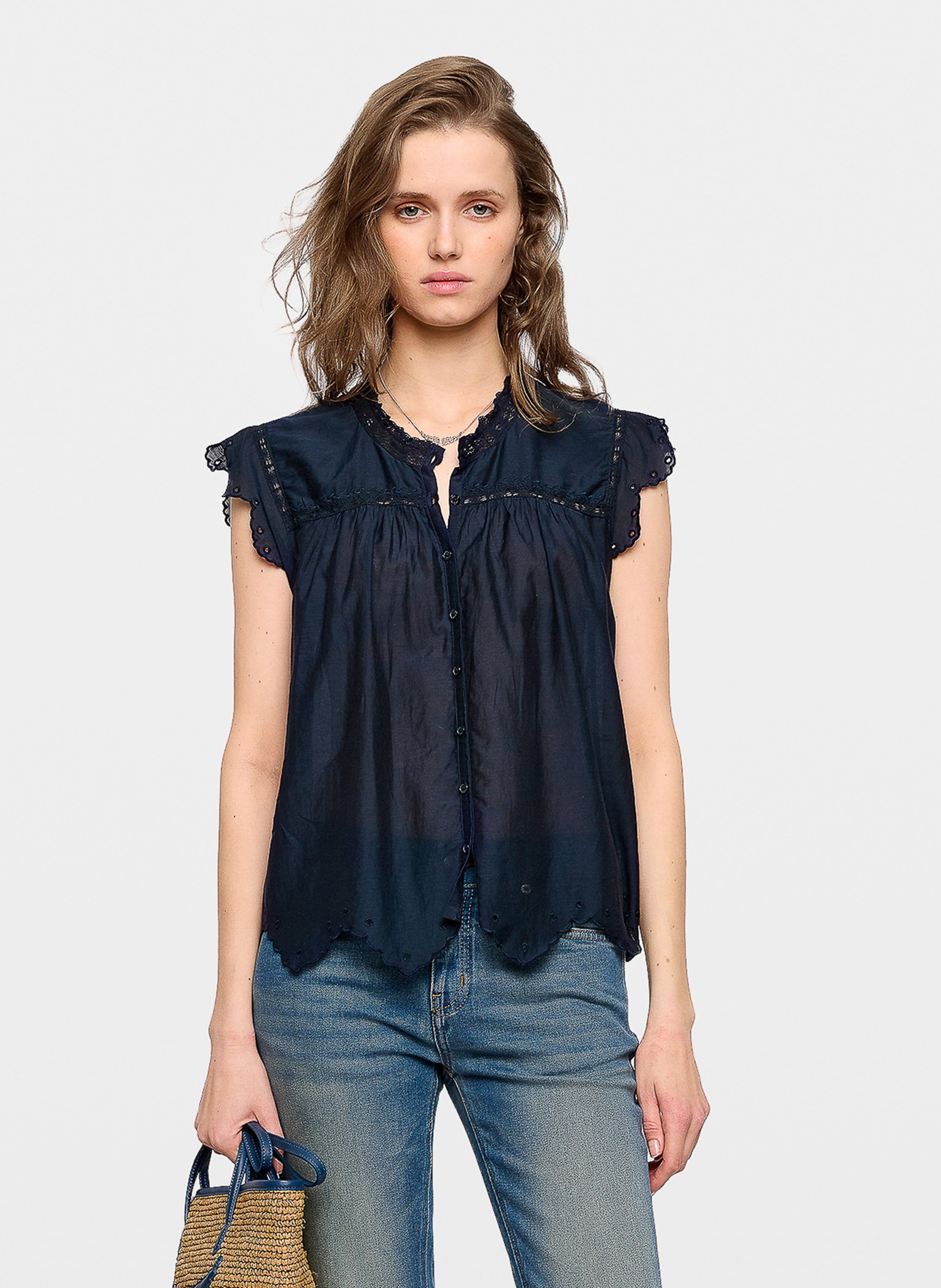 Katoenen blouse met ronde hals ZADIG&VOLTAIRE Blauw