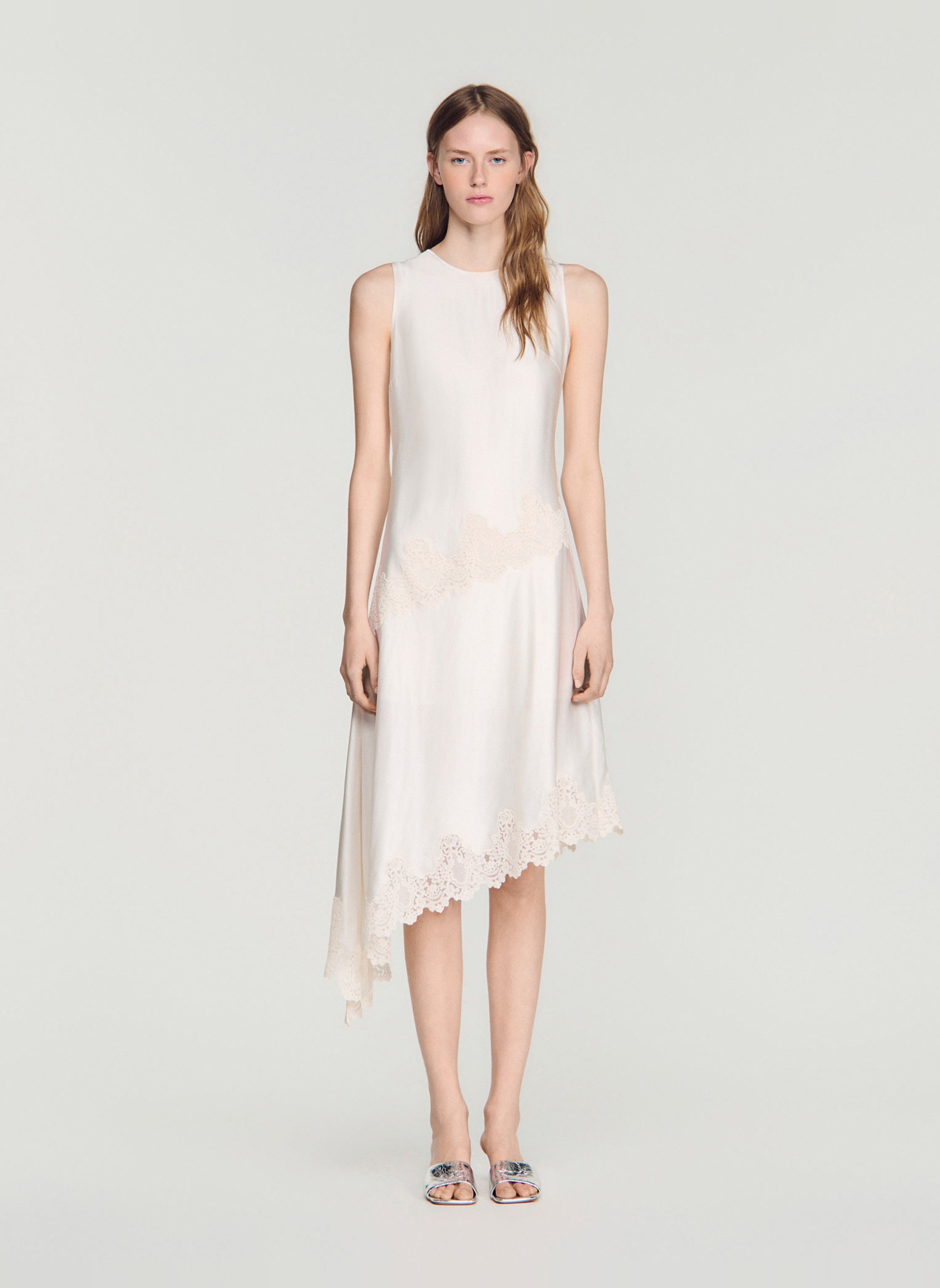 Halflange, asymmetrische jurk SANDRO Beige