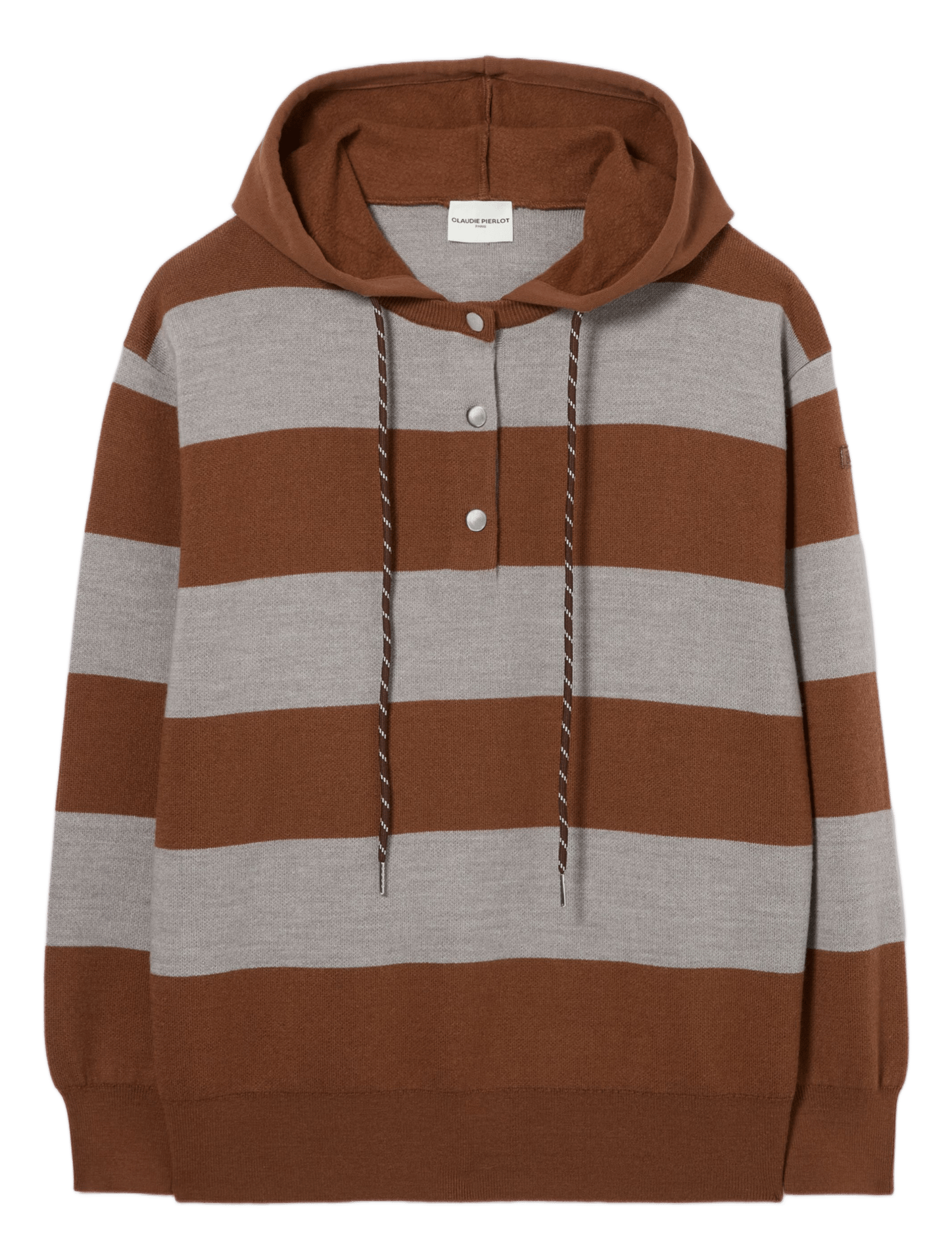 Sweat droit à rayures à capuche en laine mélangée CLAUDIE PIERLOT Multicolore