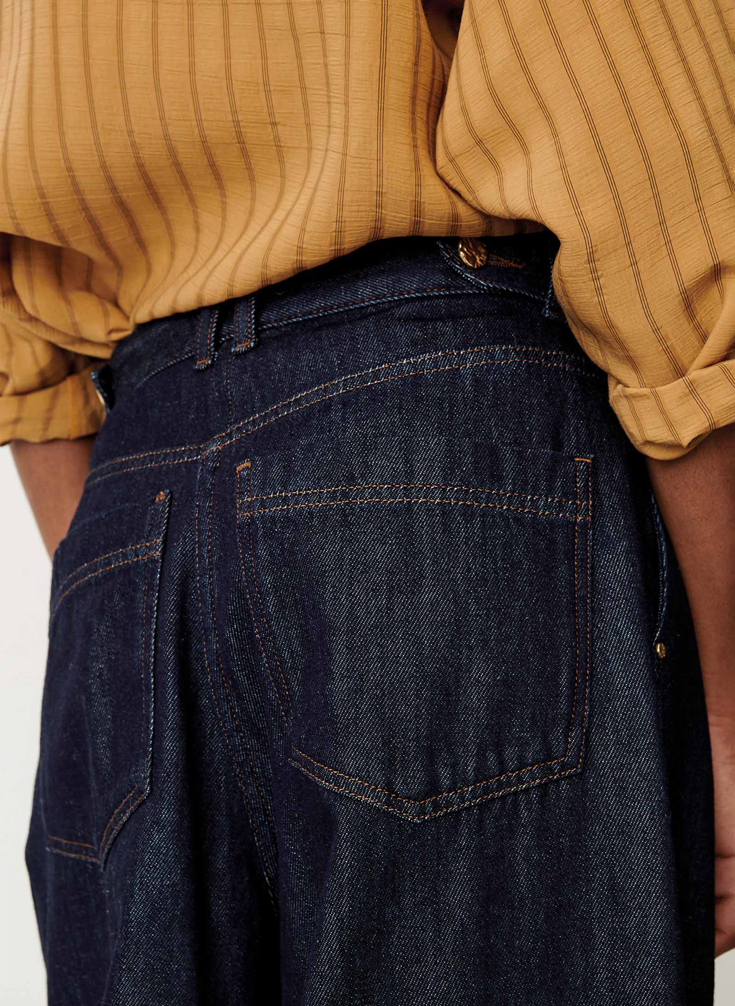 Weite Raw-Jeans mit Bundfalten SESSUN Blau