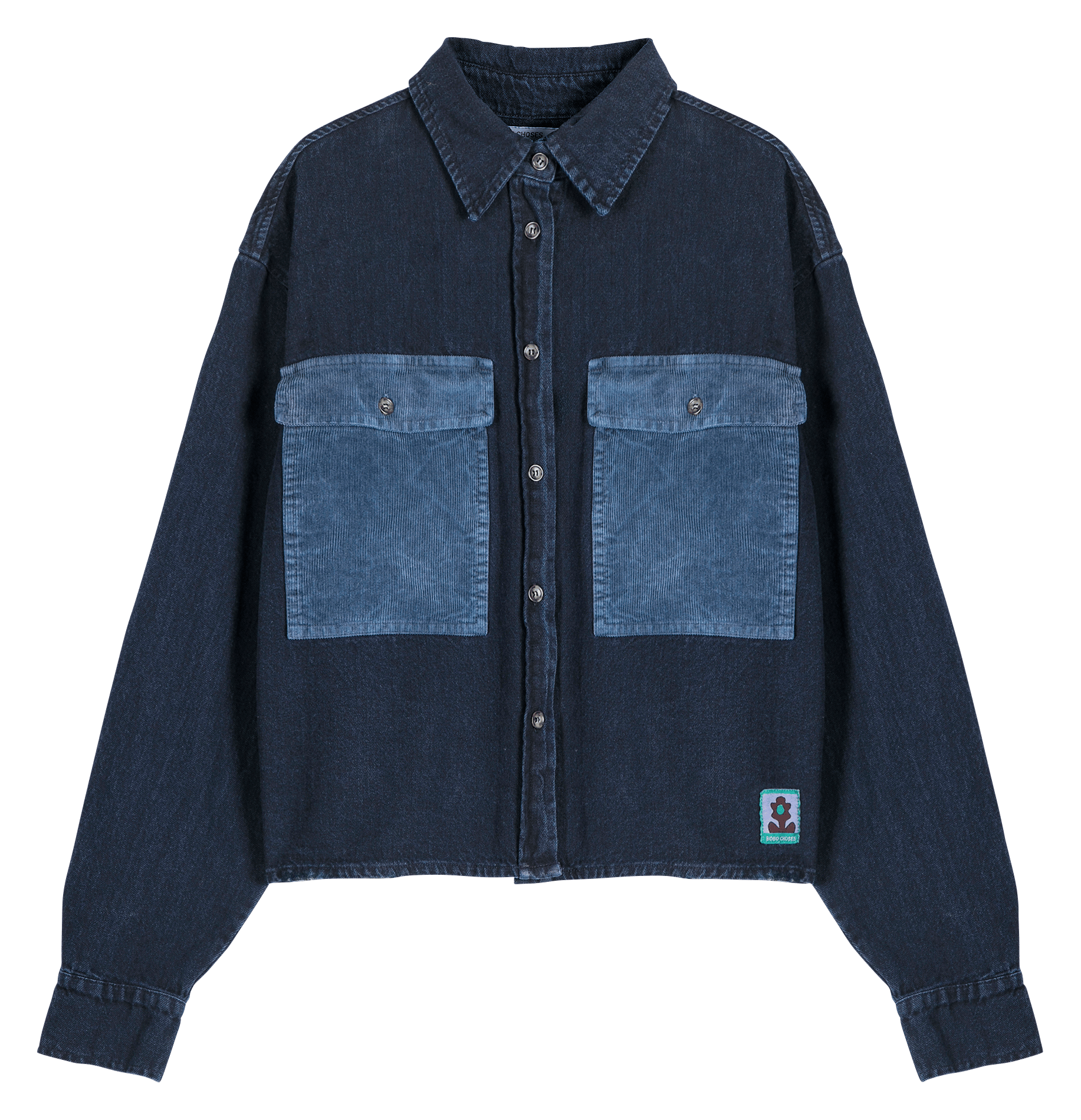 Weites Hemd aus Baumwoll-Rippen-Velours BOBO CHOSES Blau