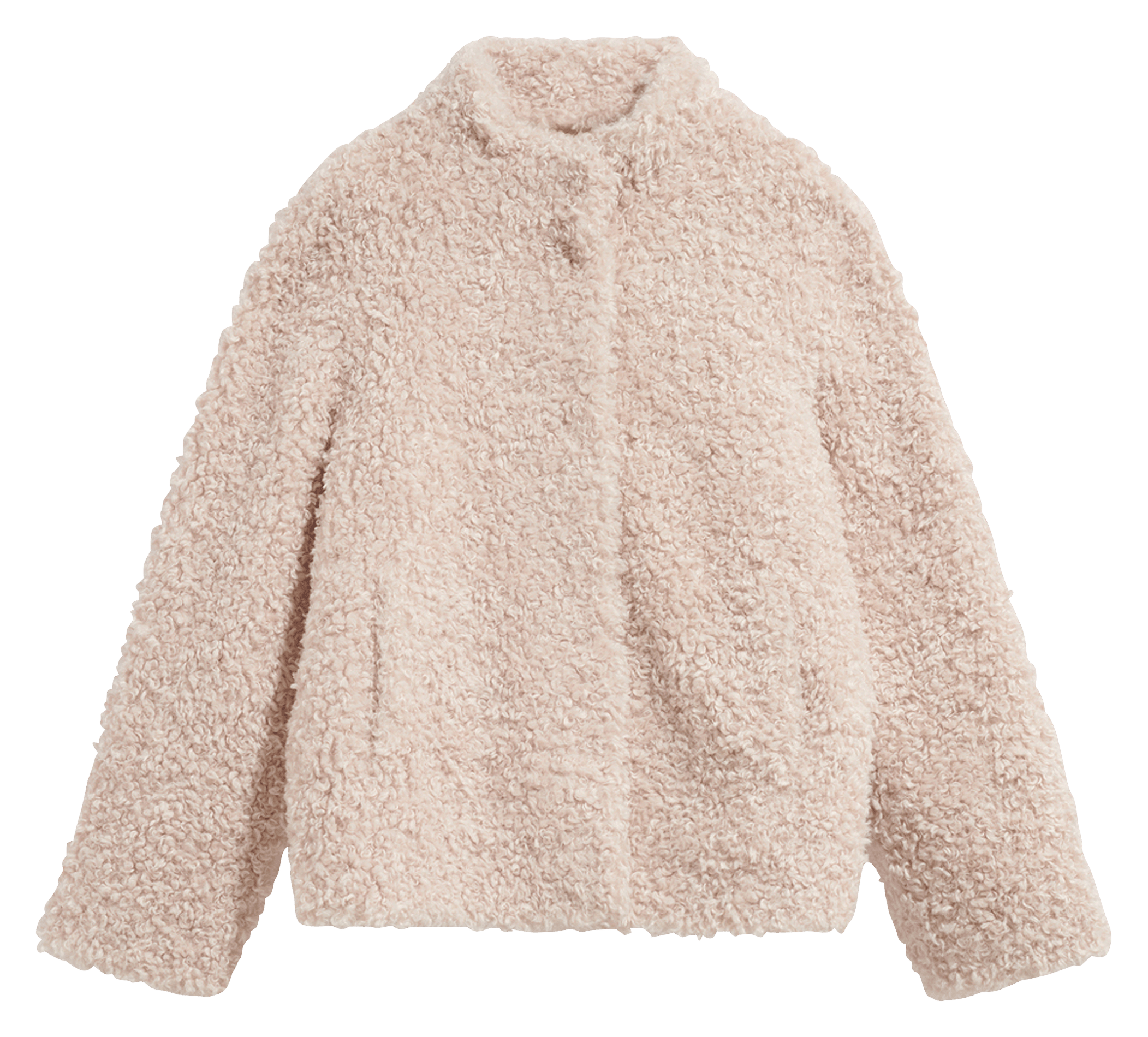 Manteau droit col montant en fourrure synthétique PABLO Beige