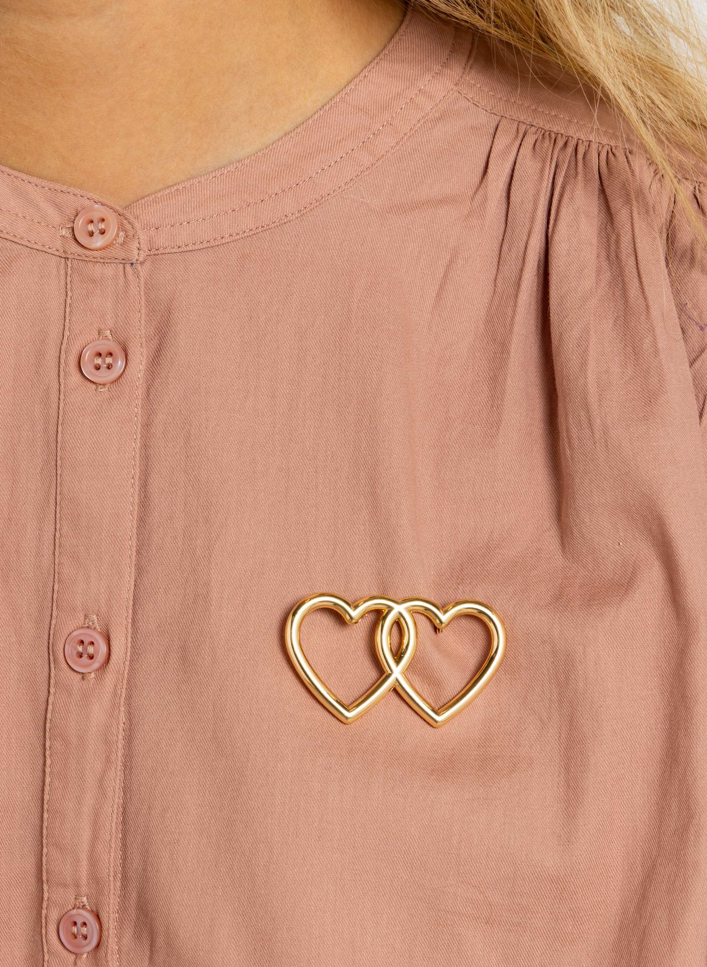 Loose-fit cotton round-neck blouse DES PETITS HAUTS Pink