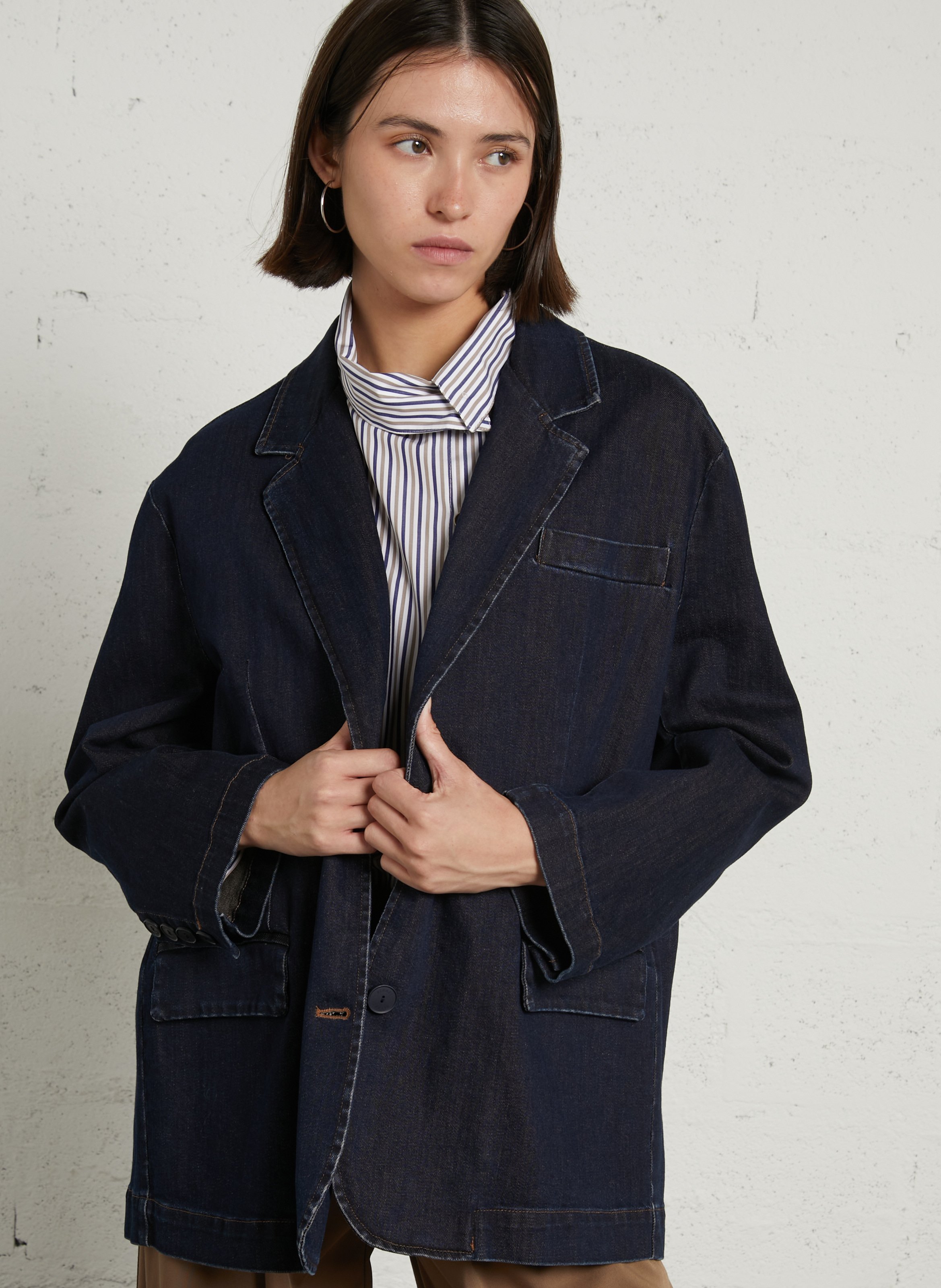 Oversized denim blazer PLEASE Blue