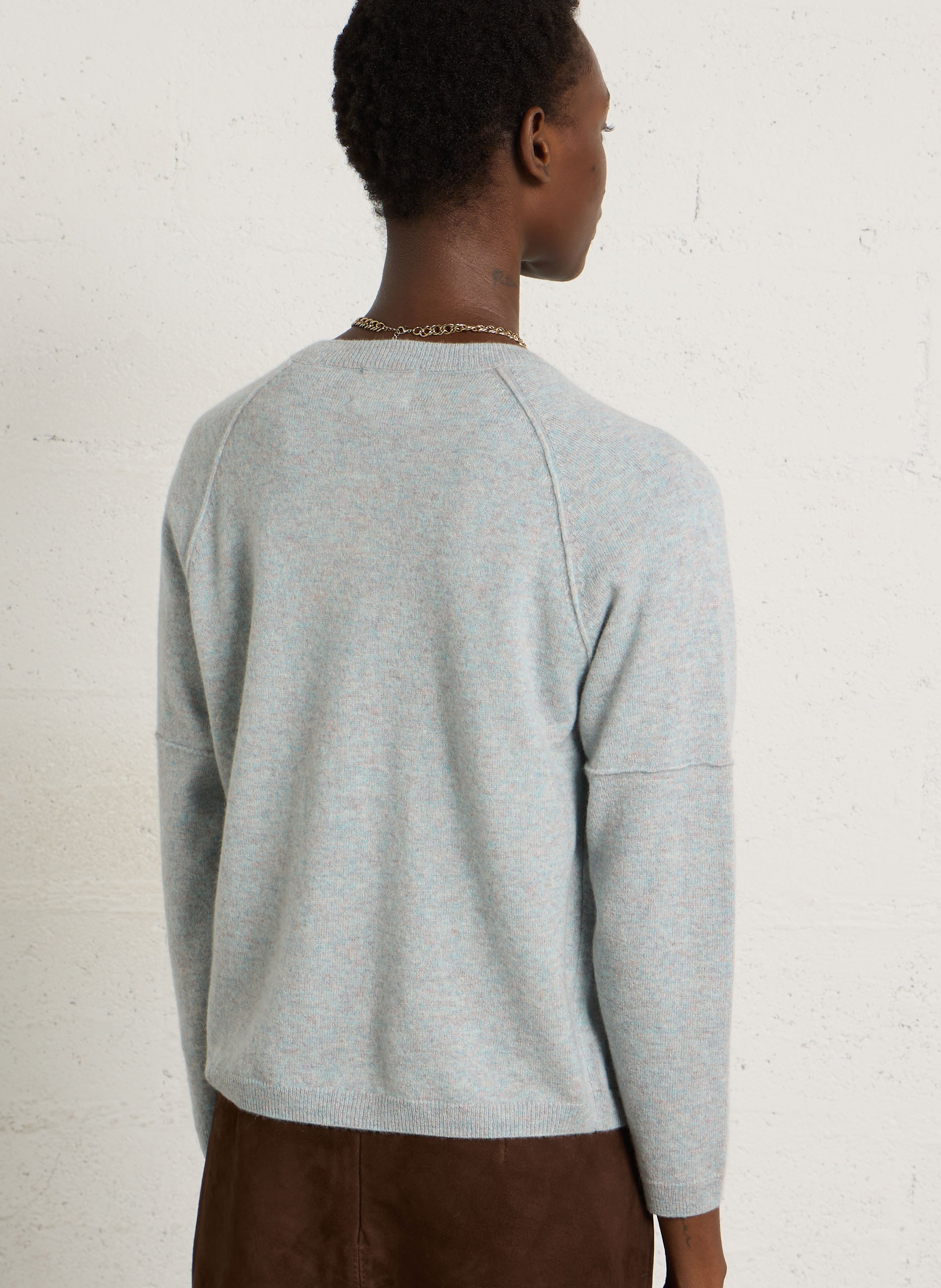 Rechte ronde hals kasjmier vest MAISON 123 Blauw