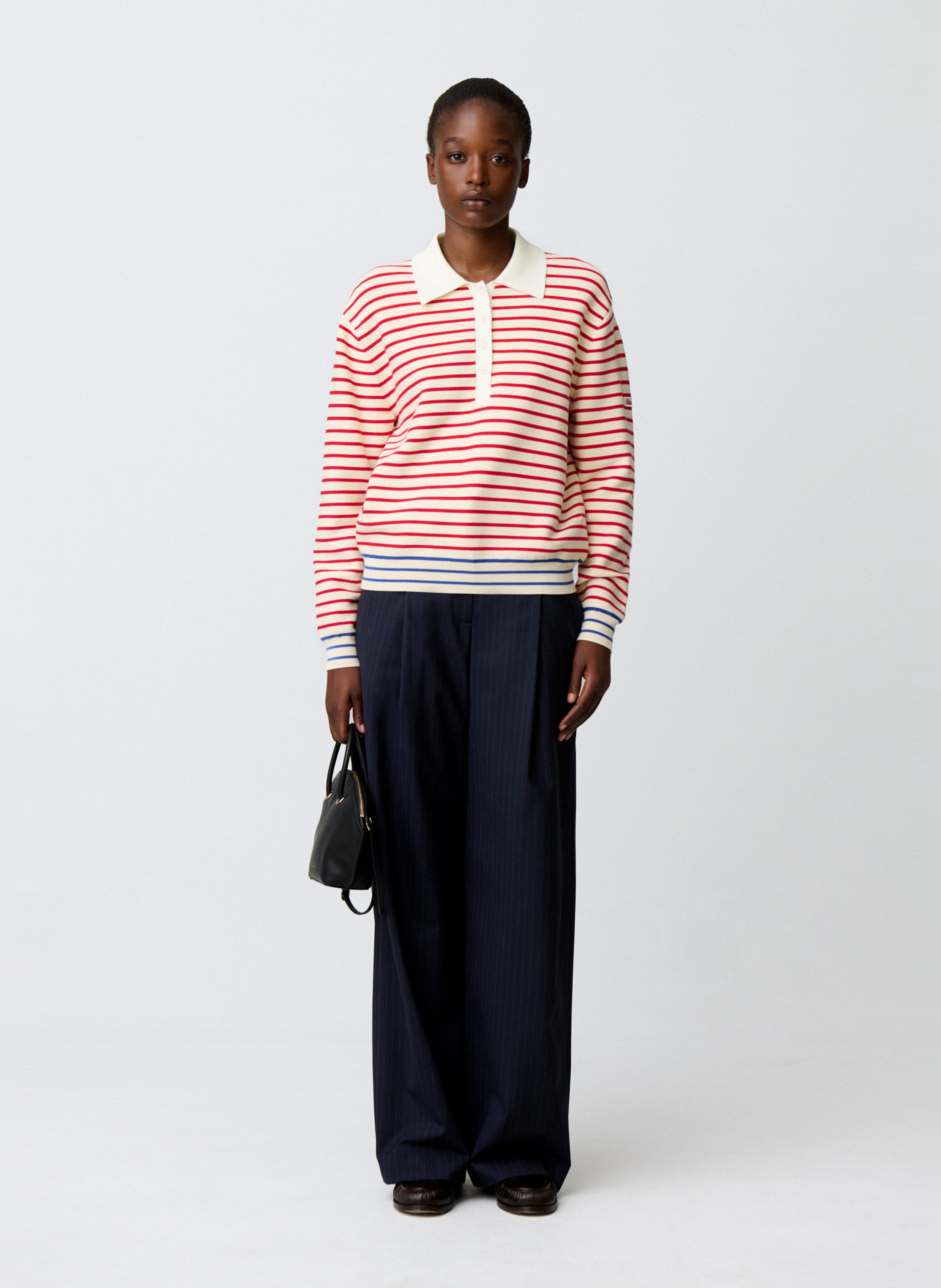 Pull droit col classique à rayures CLAUDIE PIERLOT Multicolore