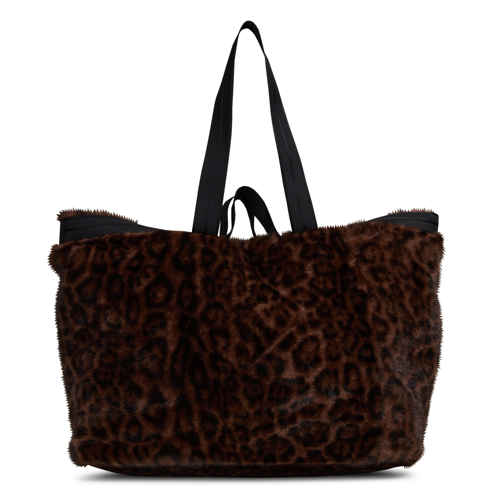 Leopard print faux fur tote bag BELLEROSE Grey