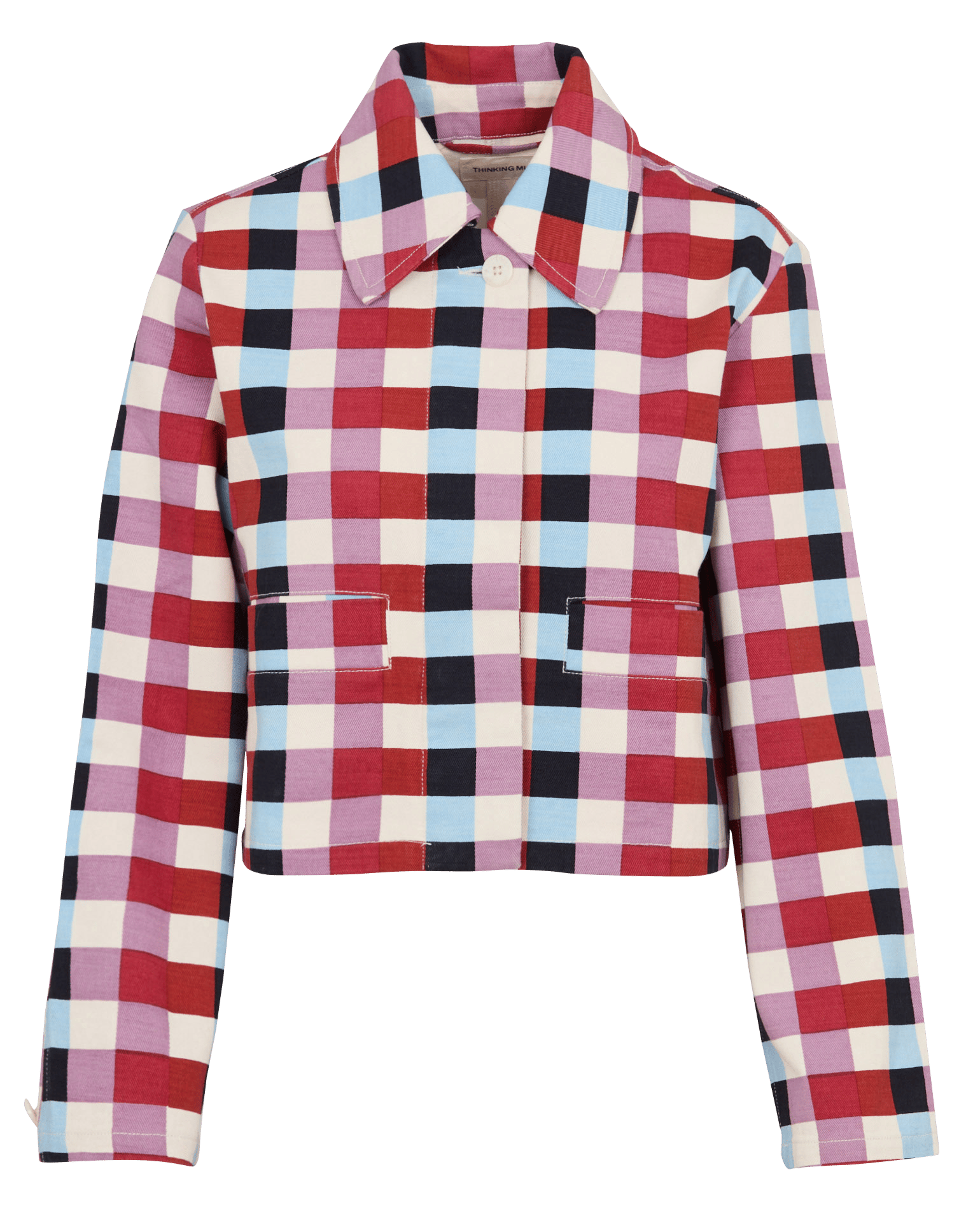 Veste courte à carreaux en coton bio THINKING MU Multicolore