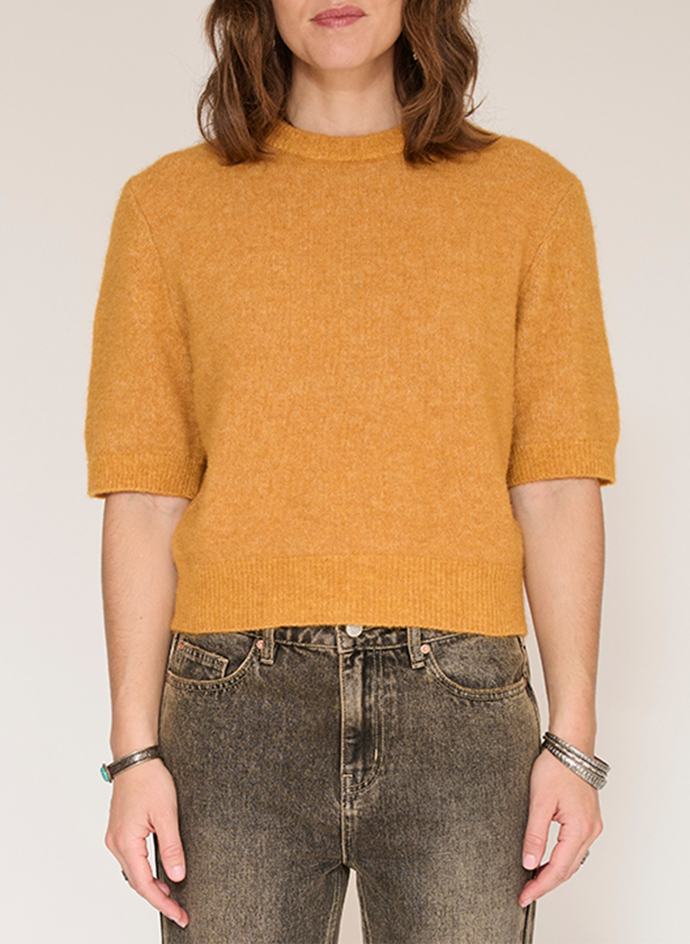 Kurzarm-Pullover aus Wollmischung MKT Gelb