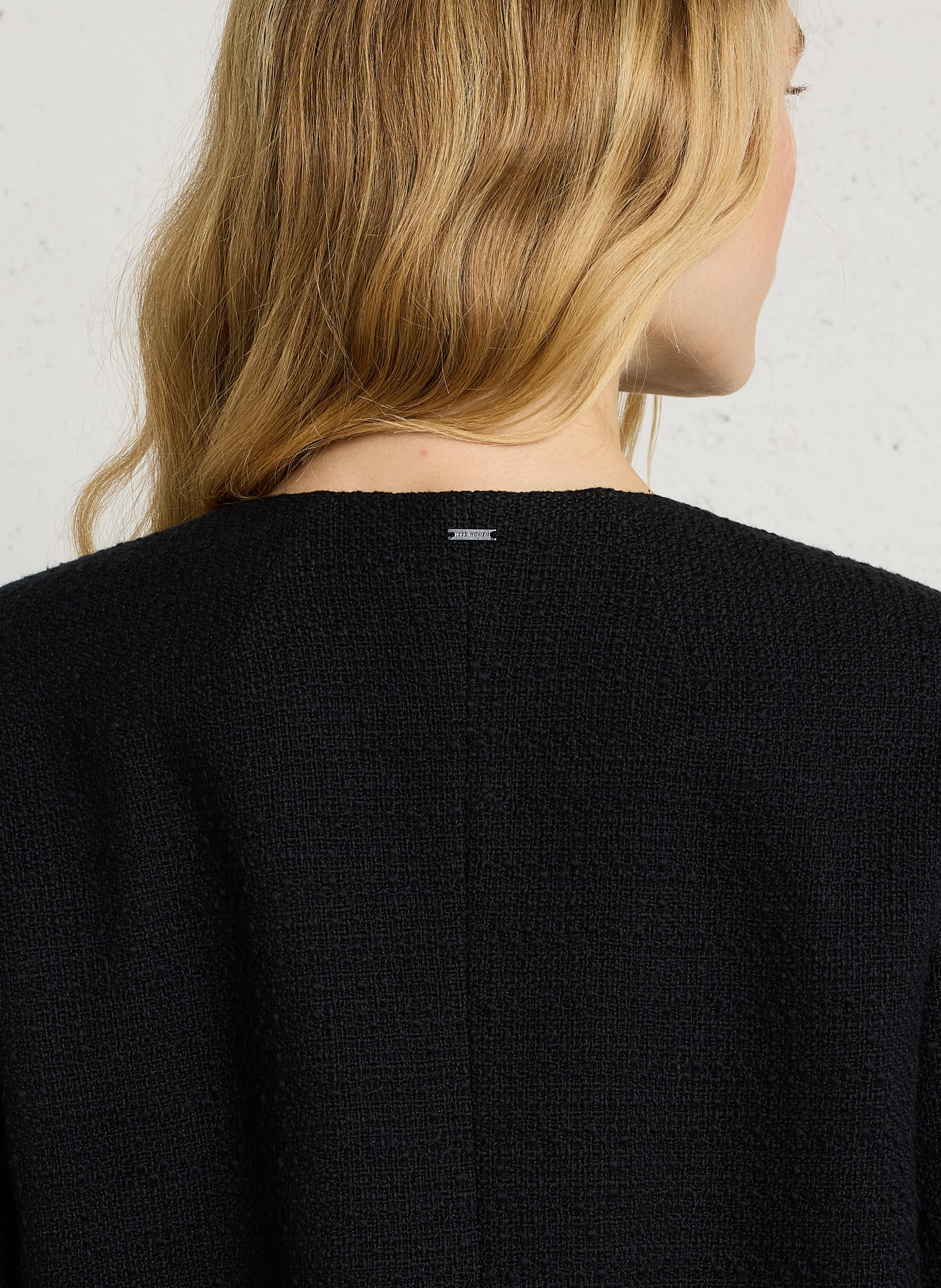Short and straight tweed effect jacket IKKS Black