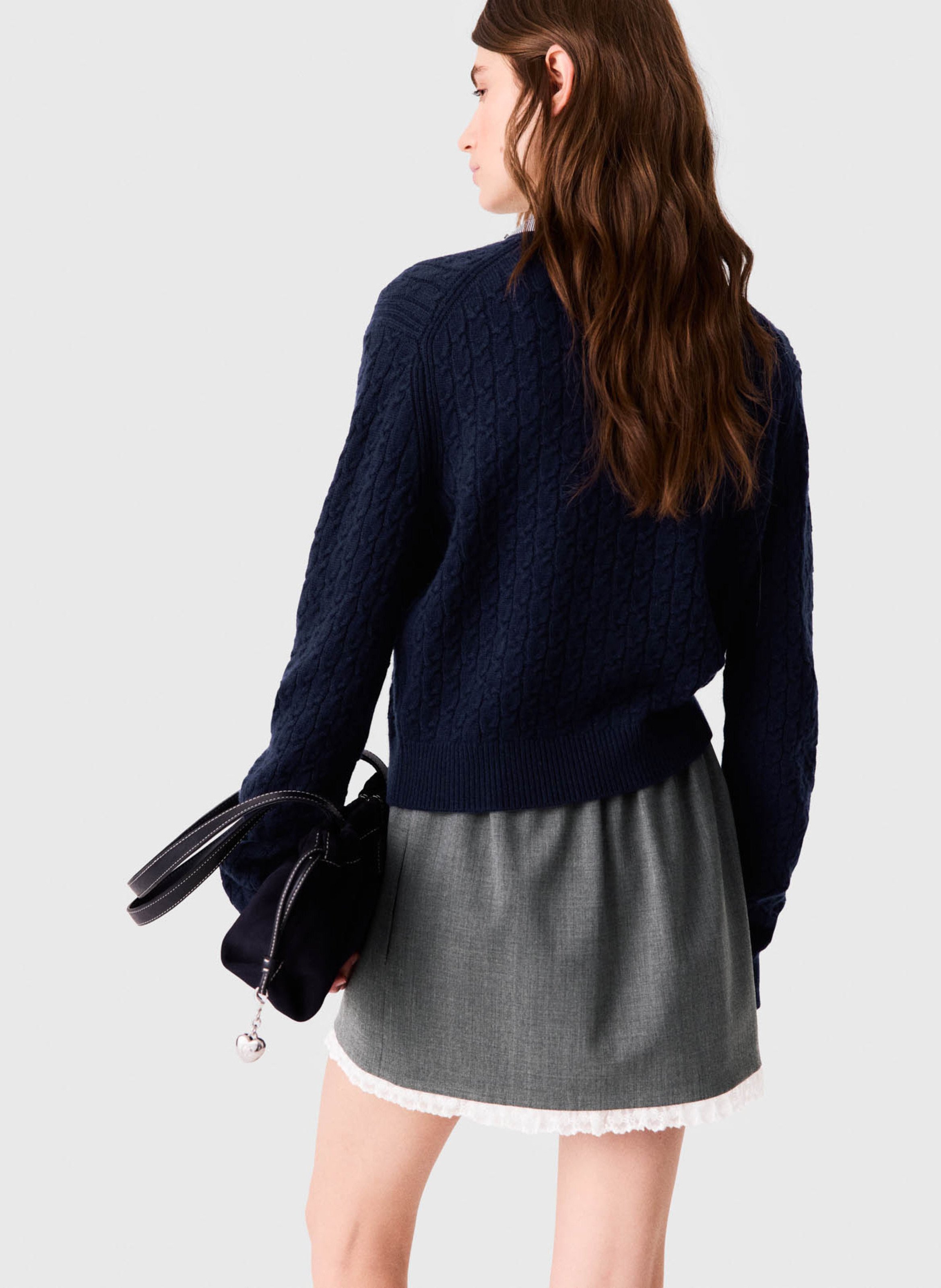 Peter Pan collar wool blend cardigan MAJE Blue