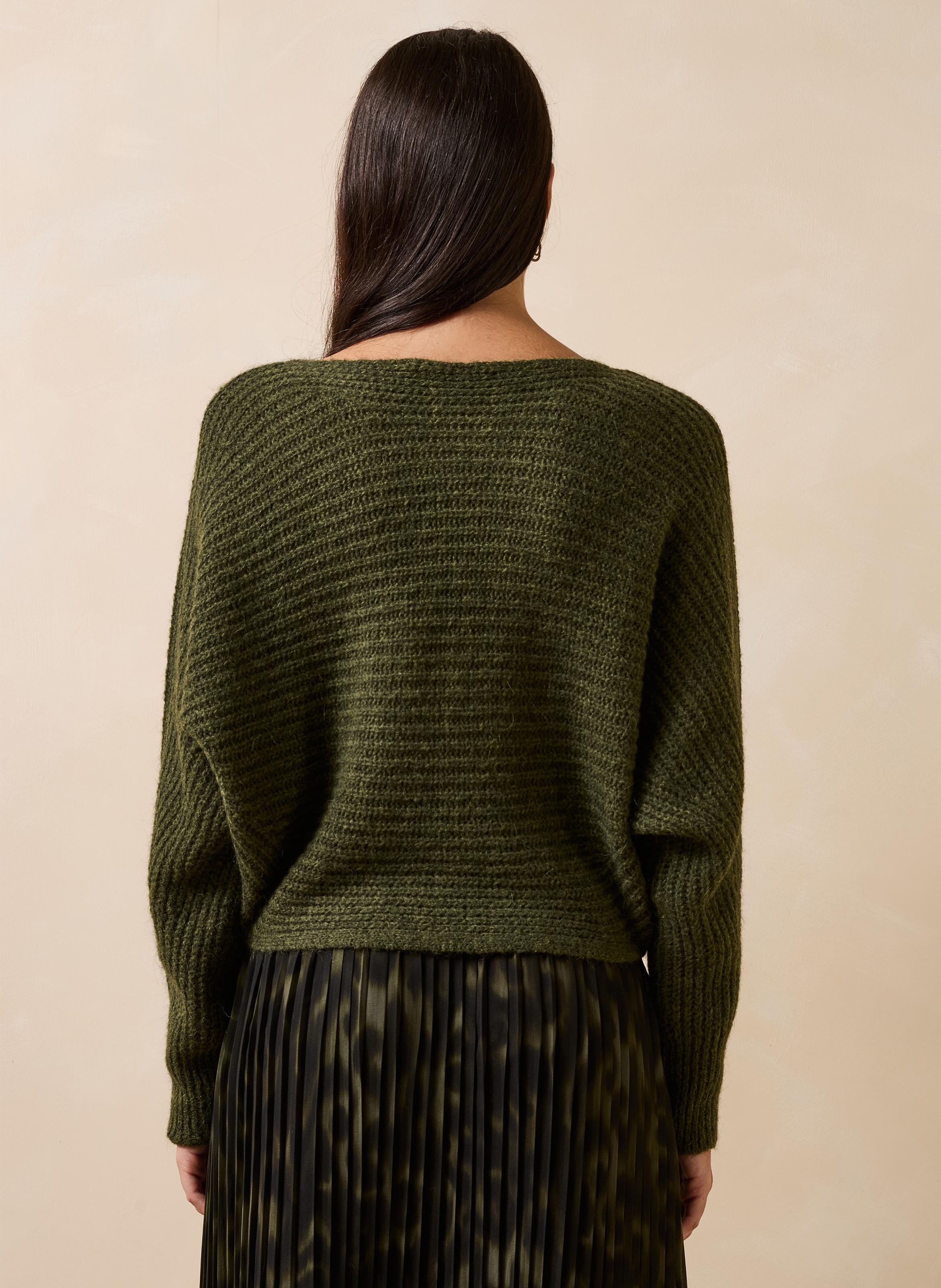 Pull col rond  LA FEE MARABOUTEE Kaki
