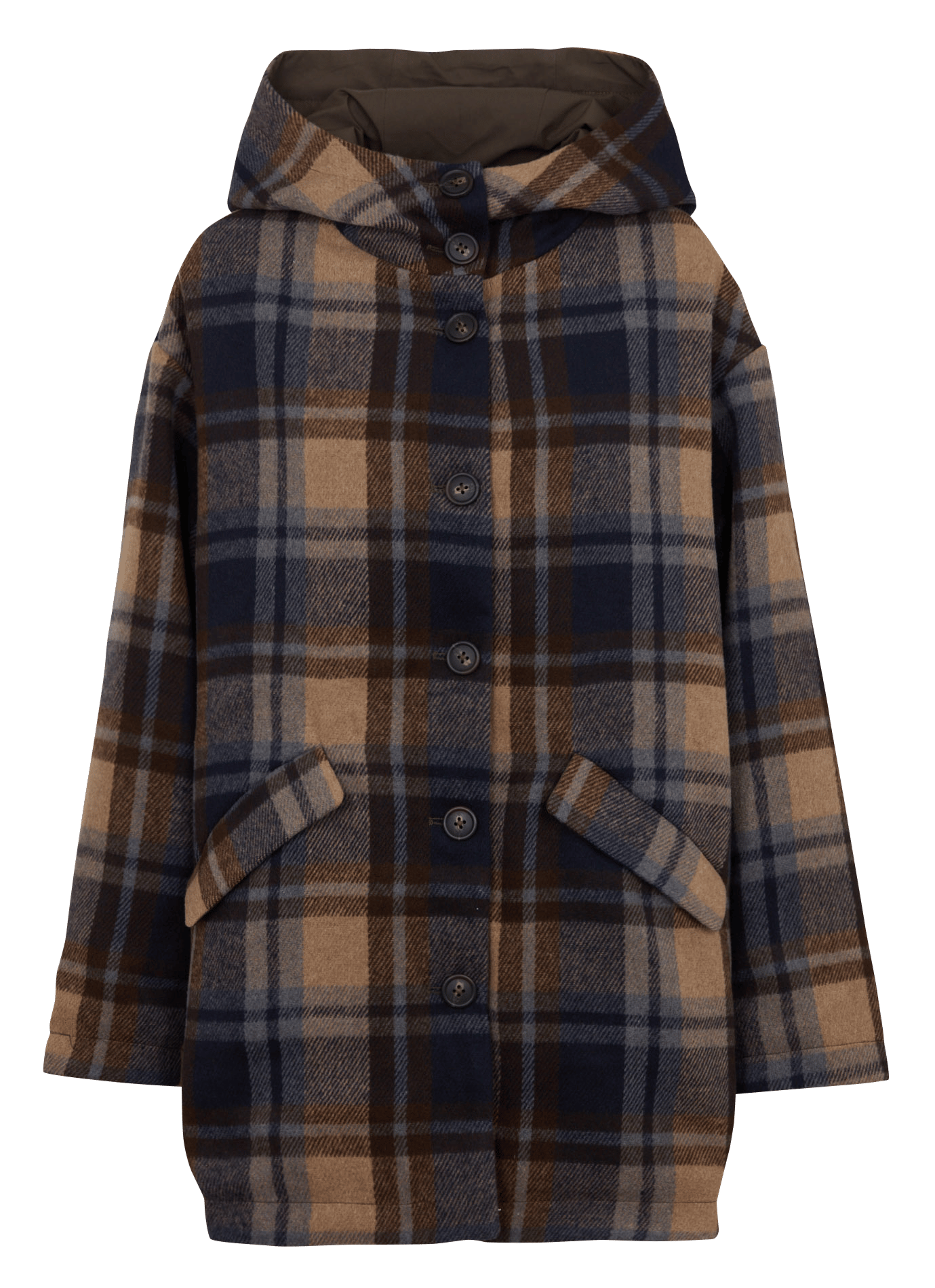 Manteau oversize à carreaux SUD EXPRESS Kaki